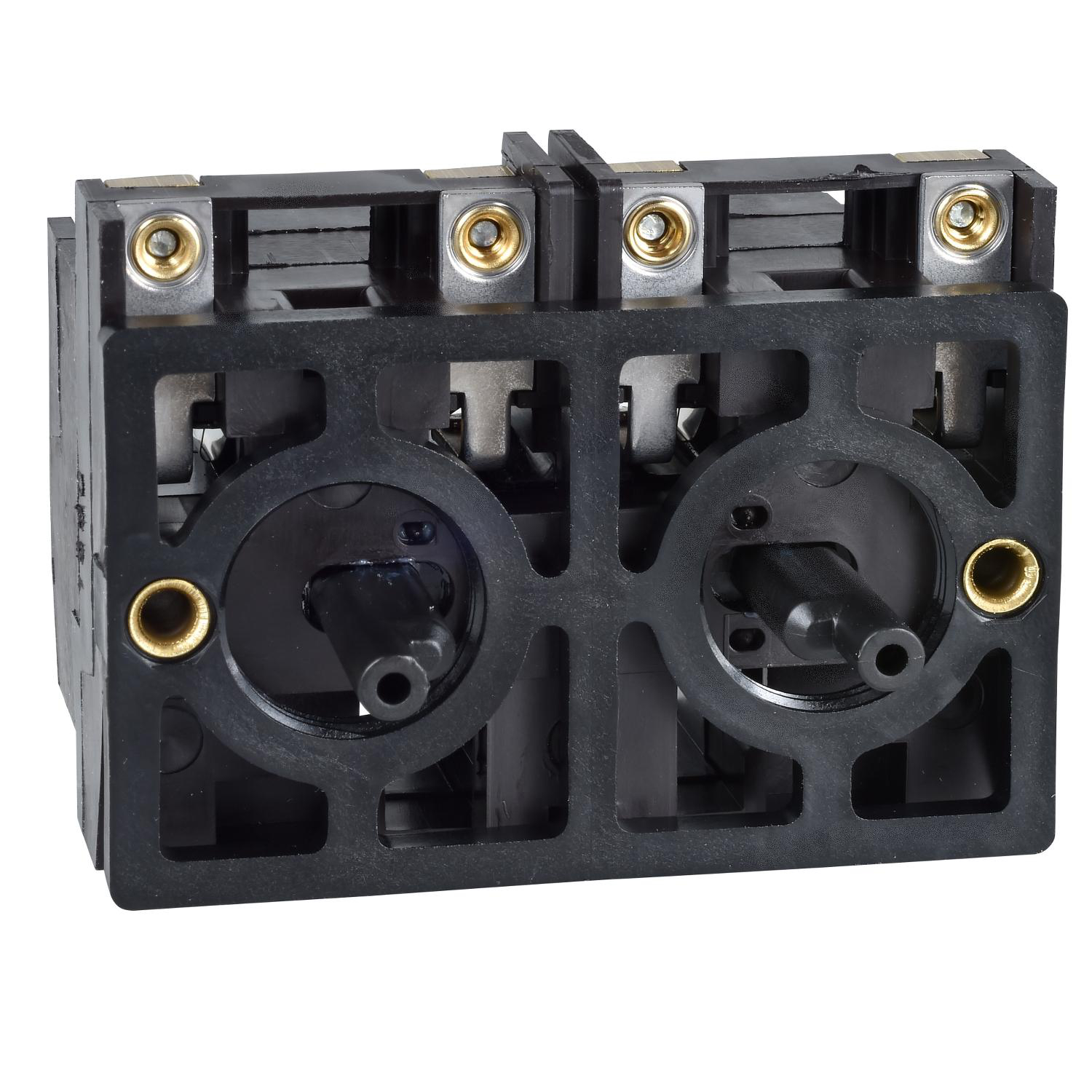 Product image for DOUBLE CONTACT BLOCK, HARMONY XAC, SPRING RETURN, FRONT MOUNTING, 2 SPEED CO+N O STAGGERED