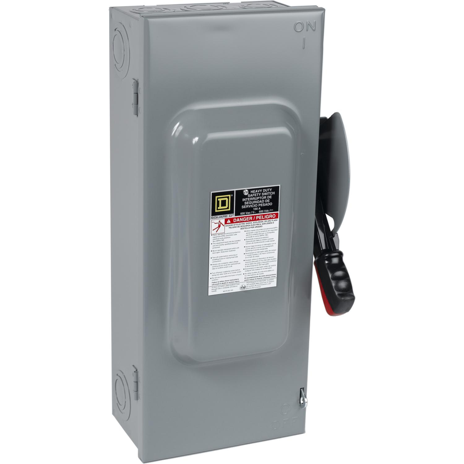 Product image for SAFETY SWITCH, HEAVY DUTY, FUSIBLE, 100A, 600VAC/VDC, 3 POLES, 75HP, NEMA 1