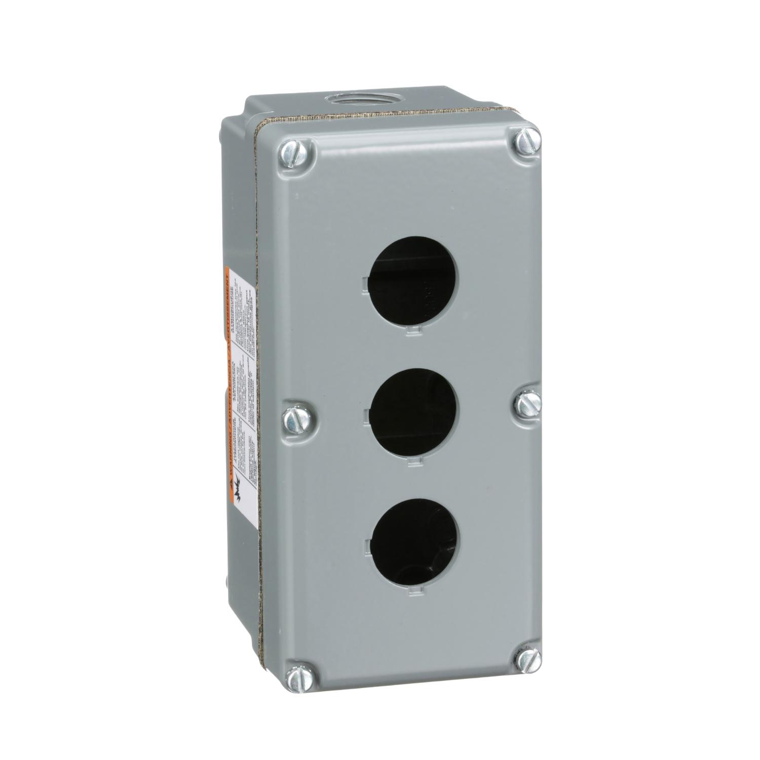 Product image for 30MM PUSH BUTTON, TYPES K OR SK, EMPTY PUSH BUTTON ENCLOSURE, CAST ALUMINIUM, THREE 30 MM HOLES, NEMA 4 AND 13