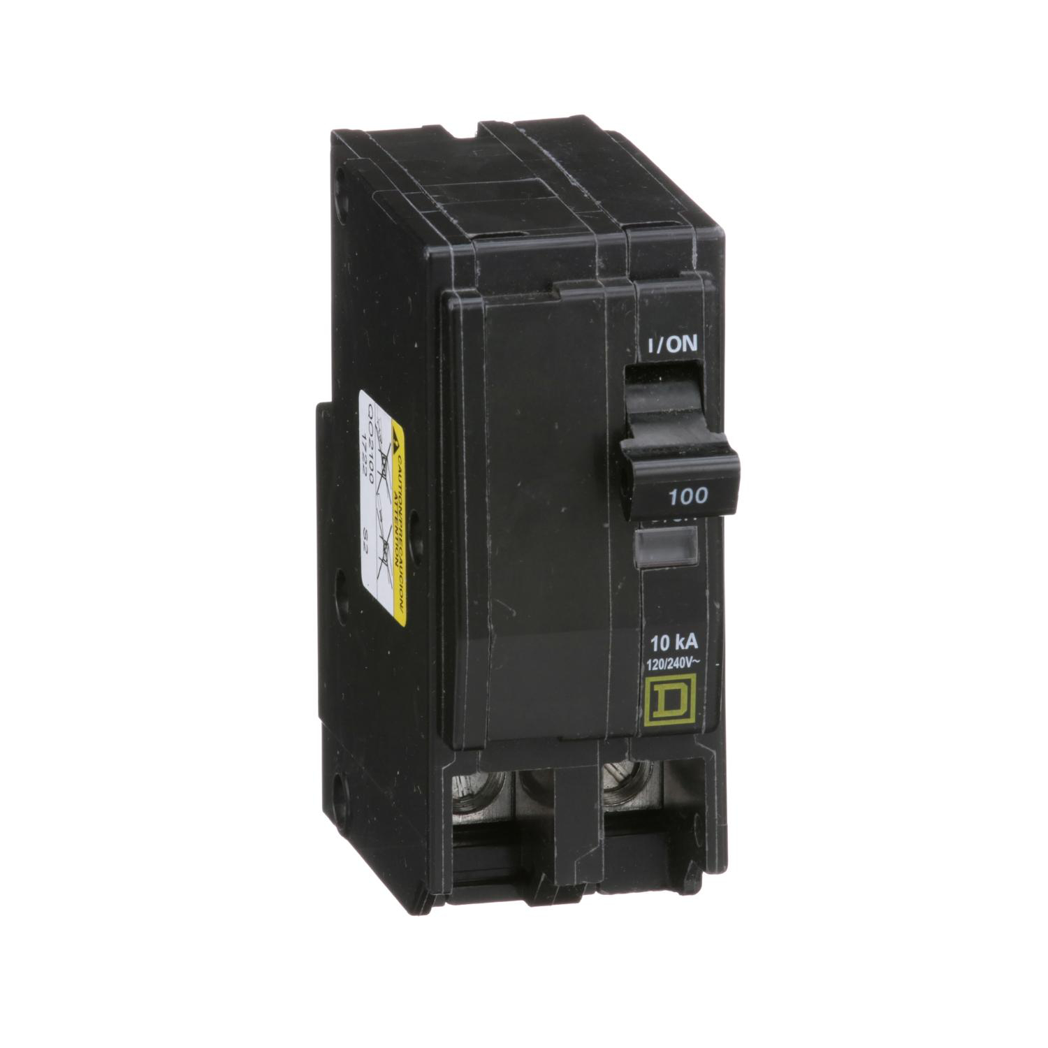 Product image for MINI CIRCUIT BREAKER, QO, 100A, 2 POLE, 120/240VAC, 10KA, PLUG IN