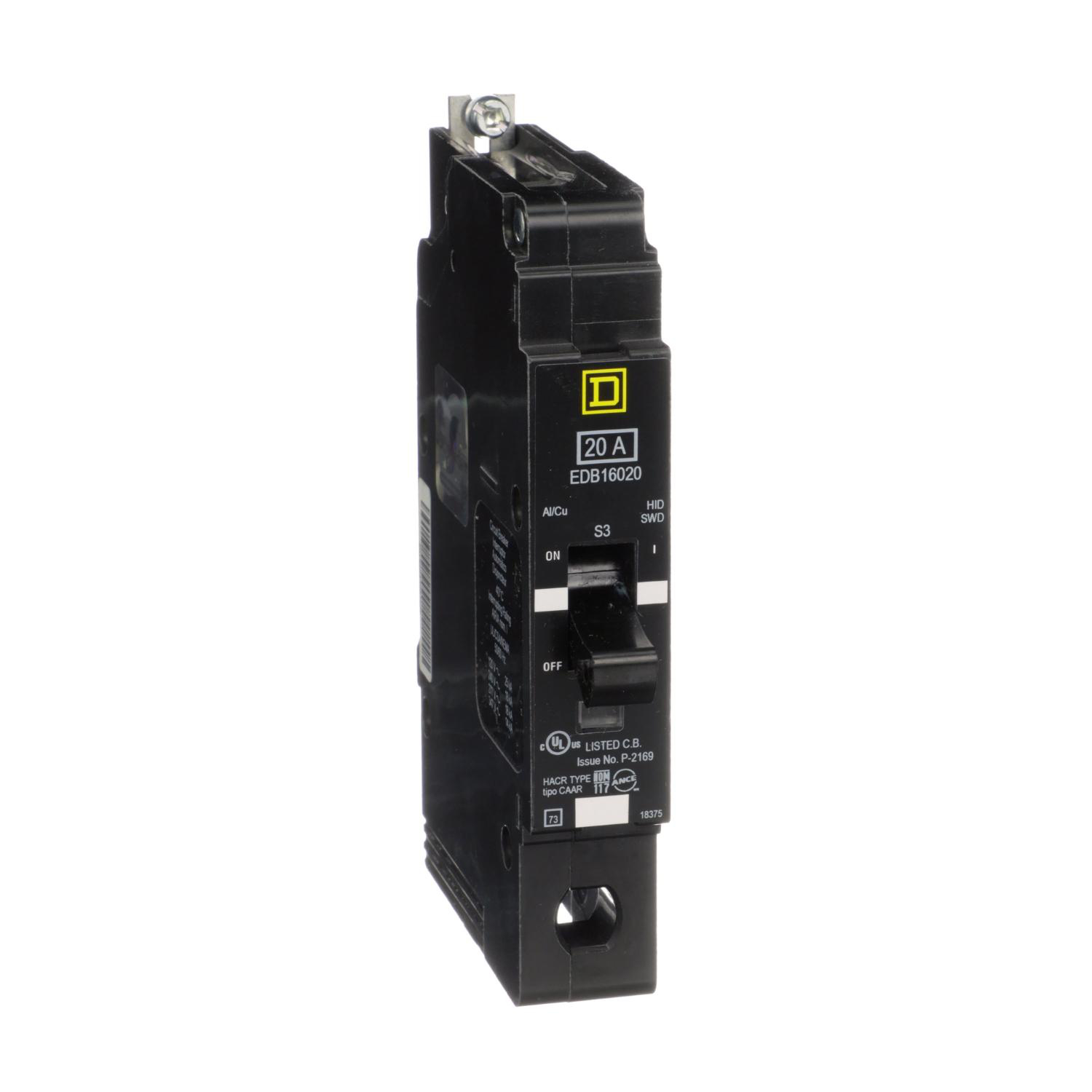 Product image for MINI CIRCUIT BREAKER, E-FRAME, 20A, 1 POLE, 600Y/347VAC, 25KA MAX, BOLT ON [TAA]
