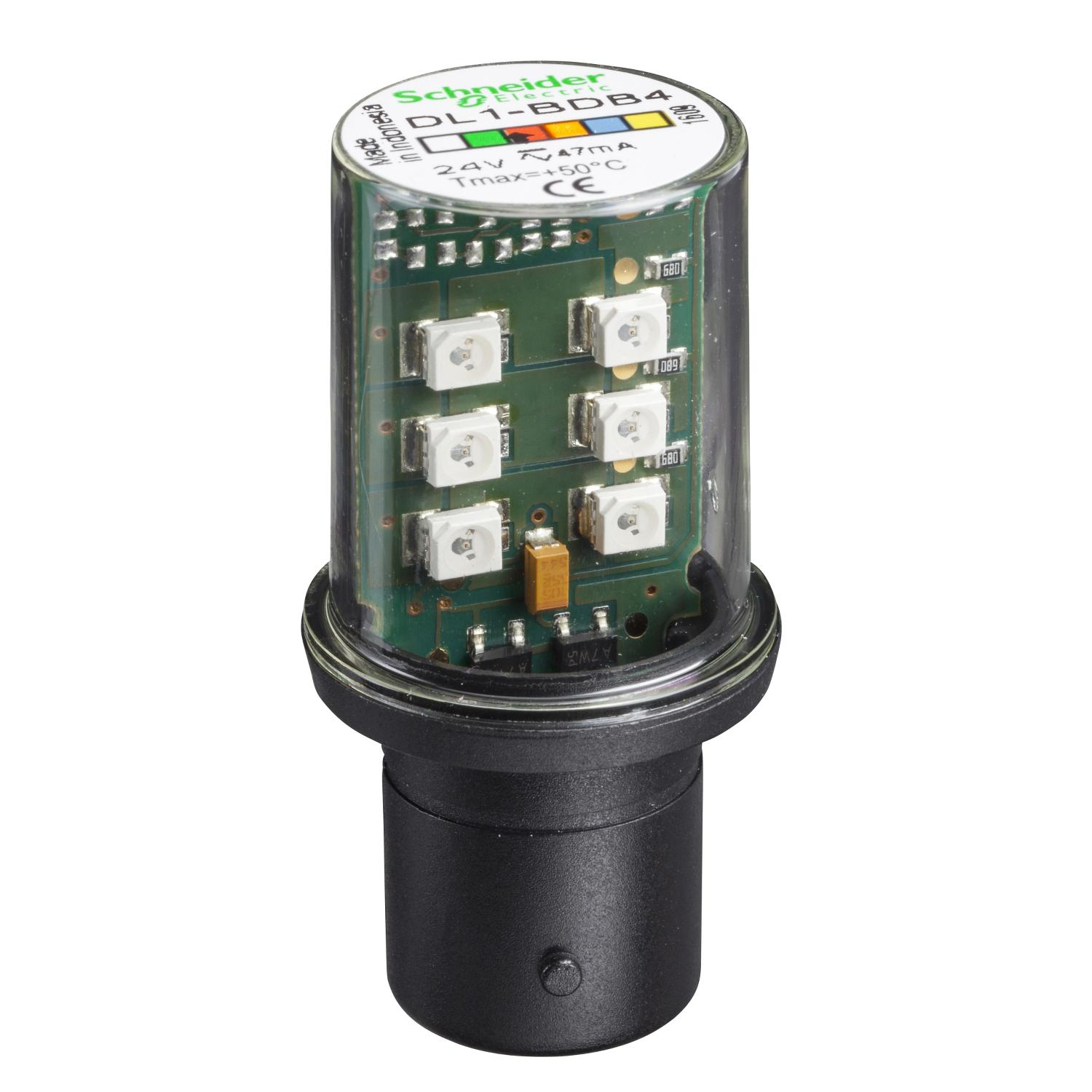 Product image for LED BULB, HARMONY XVB, BA 15D, RED, STEADY LIGHT, 24V AC/DC