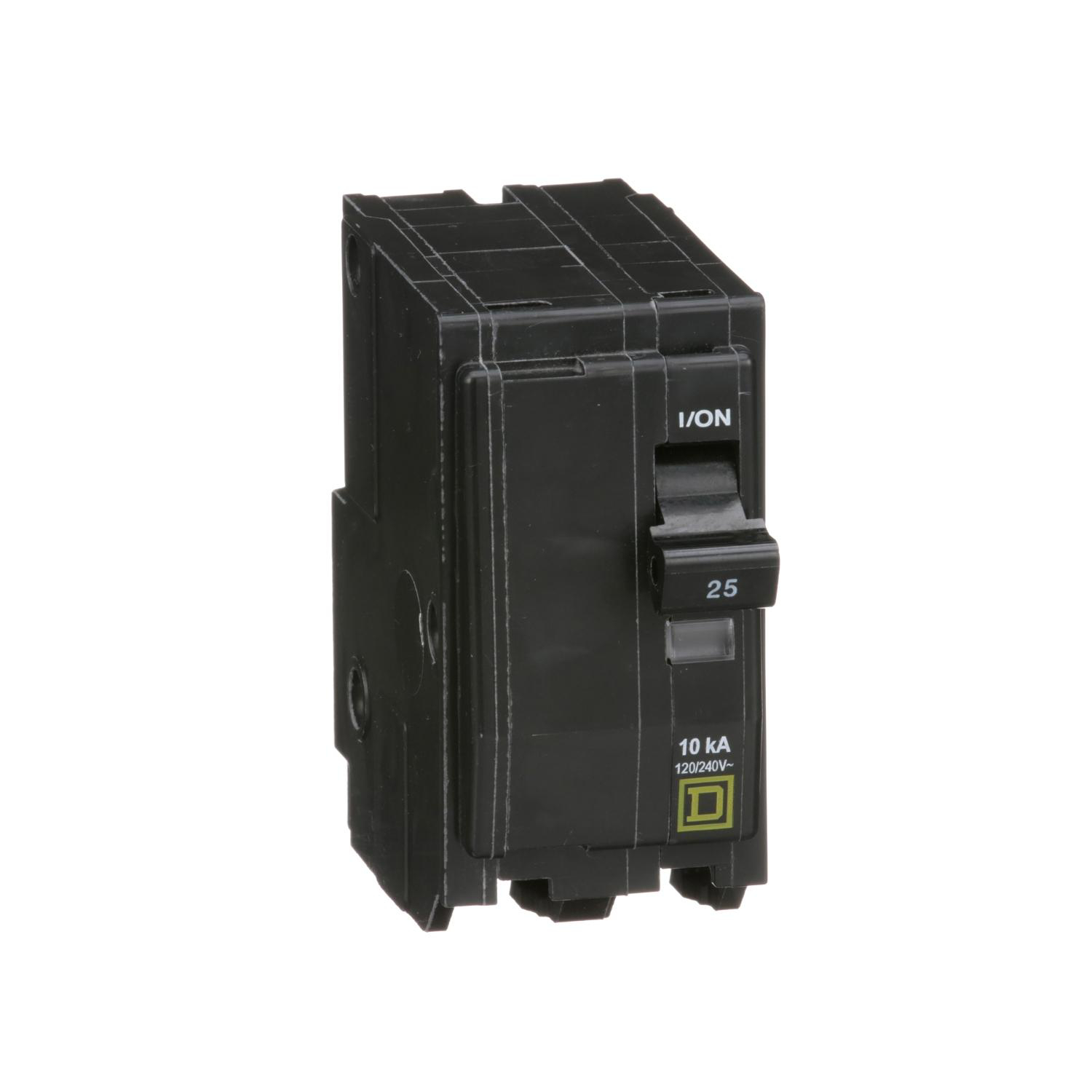 Product image for MINI CIRCUIT BREAKER, QO, 25A, 2 POLE, 120/240VAC, 10KA, PLUG IN