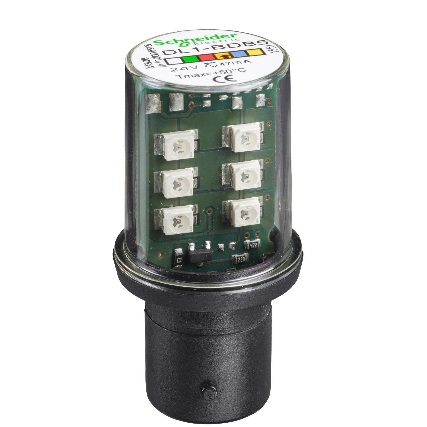 Product image for LED BULB, HARMONY XVB, BA 15D, ORANGE, STEADY LIGHT, 24V AC/DC
