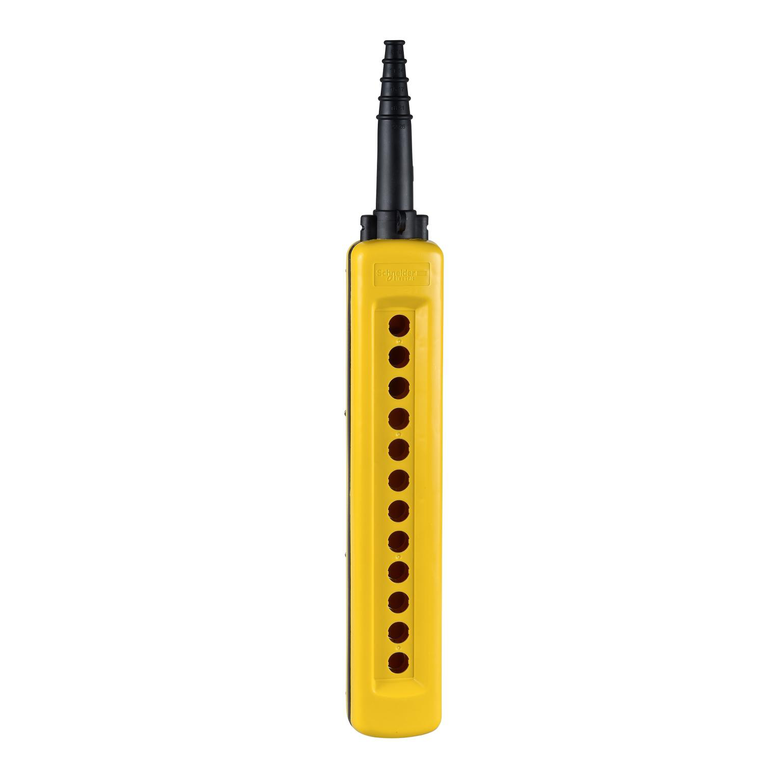 Product image for EMPTY PENDANT CONTROL STATION, HARMONY XAC, PLASTIC, YELLOW, 12 CUT OUTS, UL CSA CERTIFIED
