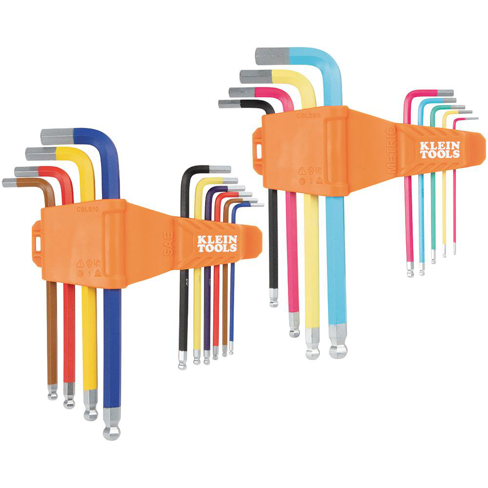 Product image for BALL END HEX KEY SET, SAE/MM, 19 PC
