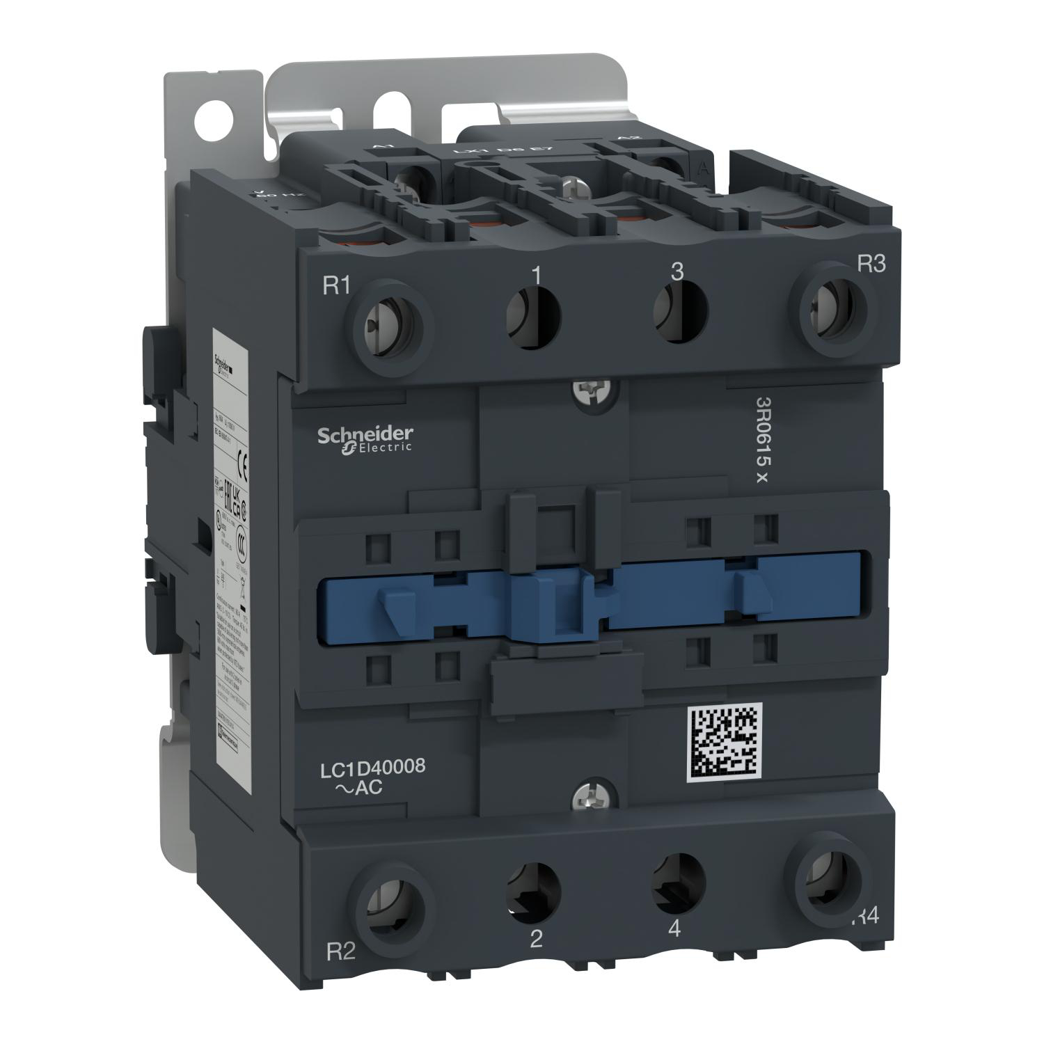 Product image for IEC CONTACTOR, TESYS DECA, NONREVERSING, 60A RESISTIVE, 4 POLE, 2 NO AND 2 NC, 110VAC 50/60HZ COIL, OPEN STYLE