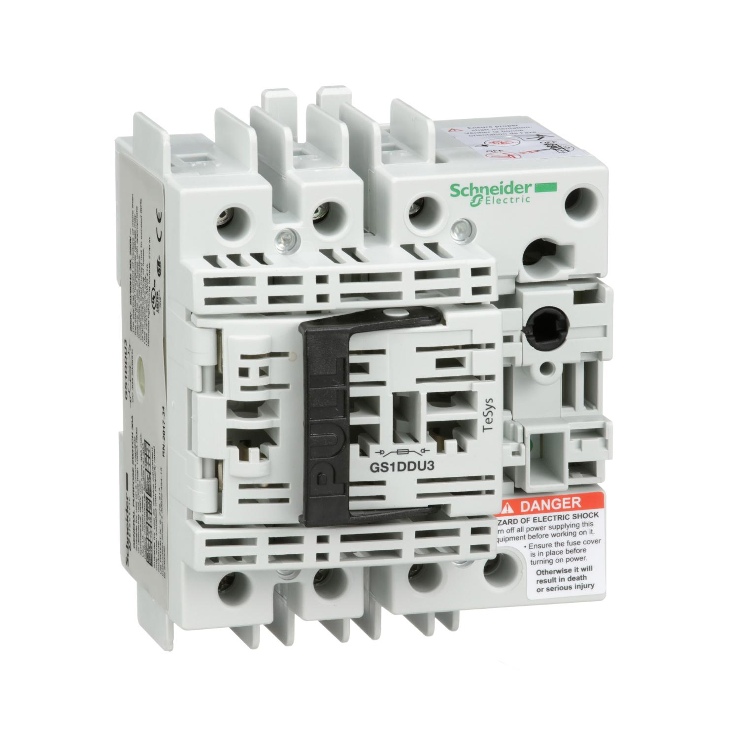 Product image for TESYS GS, DISCONNECT SWITCH, FUSE, 3 P, 600 V, UL 30 A, TYPE CC FUSE