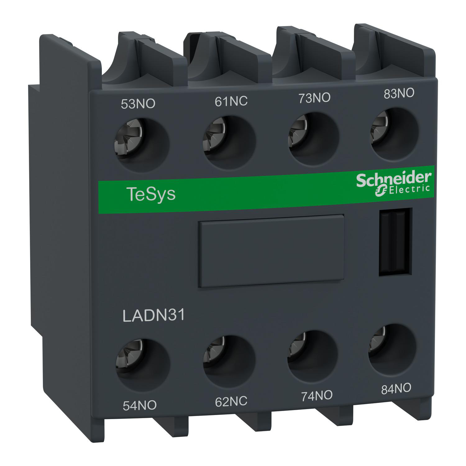 Product image for TESYS DECA, AUXILIARY CONTACT BLOCK, 3 NO AND 1 NC, TOP MOUNT, SCREW CLAMP TERMINALS, FOR LC1D09 TO LC1D150 CONTACTORS