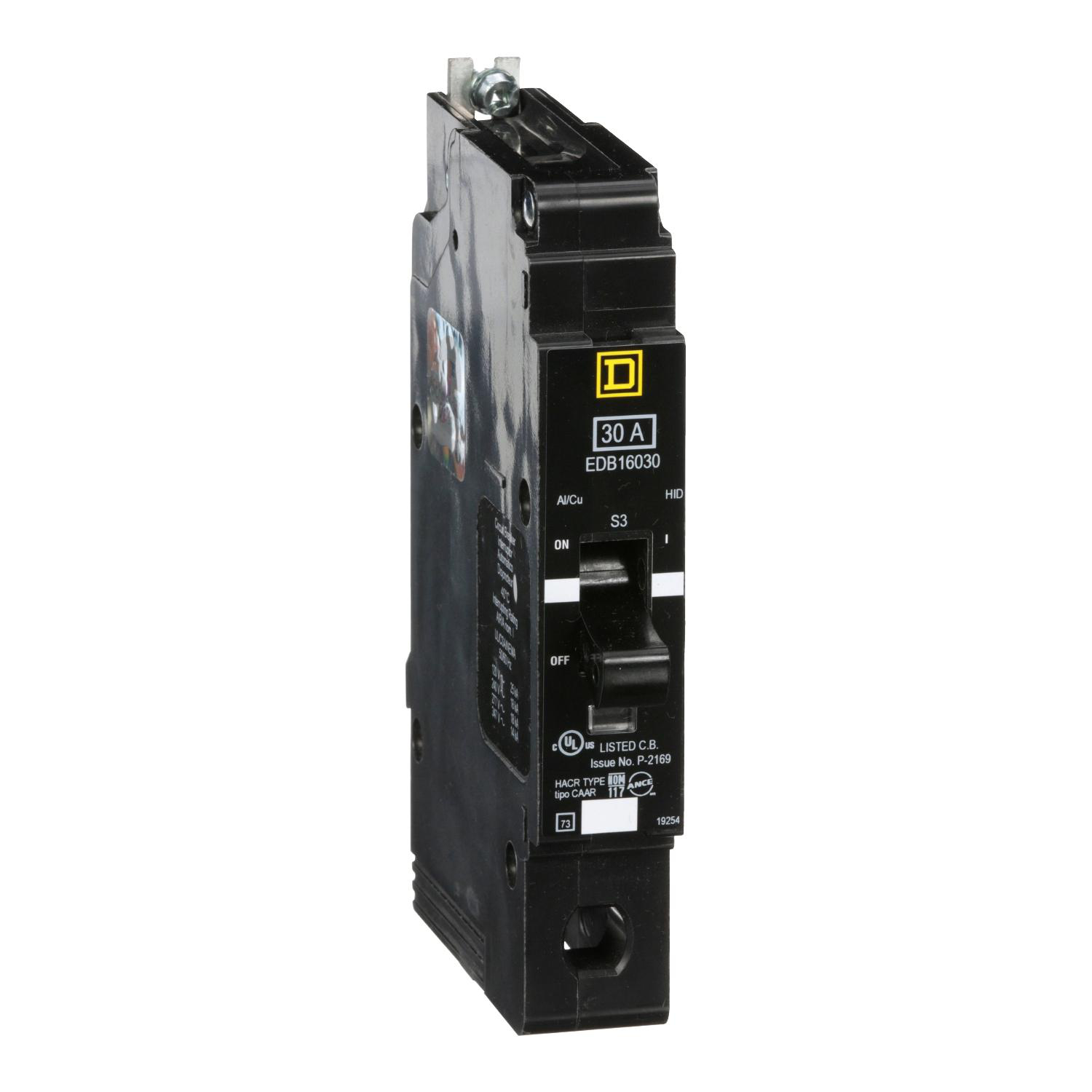 Product image for MINI CIRCUIT BREAKER, E-FRAME, 30A, 1 POLE, 600Y/347VAC, 25KA MAX, BOLT ON [TAA]