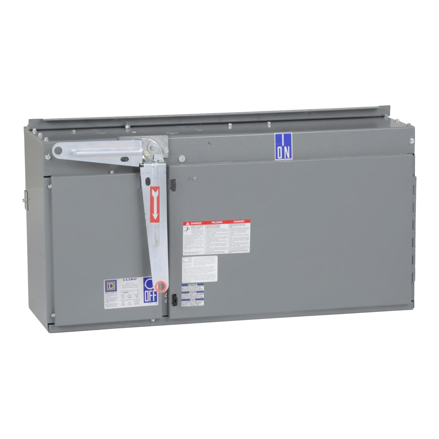 Product image for PLUG-IN UNIT, I-LINE BUSWAY, FUSIBLE, 400A, 600VAC MAX, 3 POLE, 3 FUSE + G, PLUG IN CONNECTION