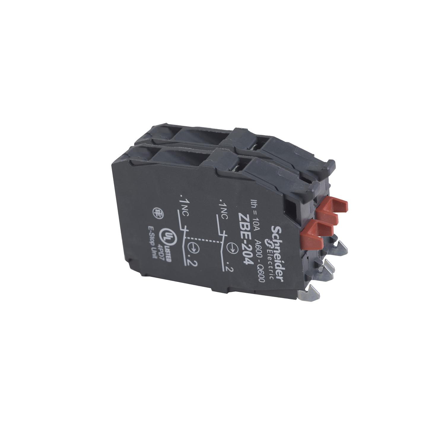Product image for DOUBLE CONTACT BLOCK, HARMONY XB4, SILVER ALLOY, SCREW CLAMP TERMINAL, 2NC