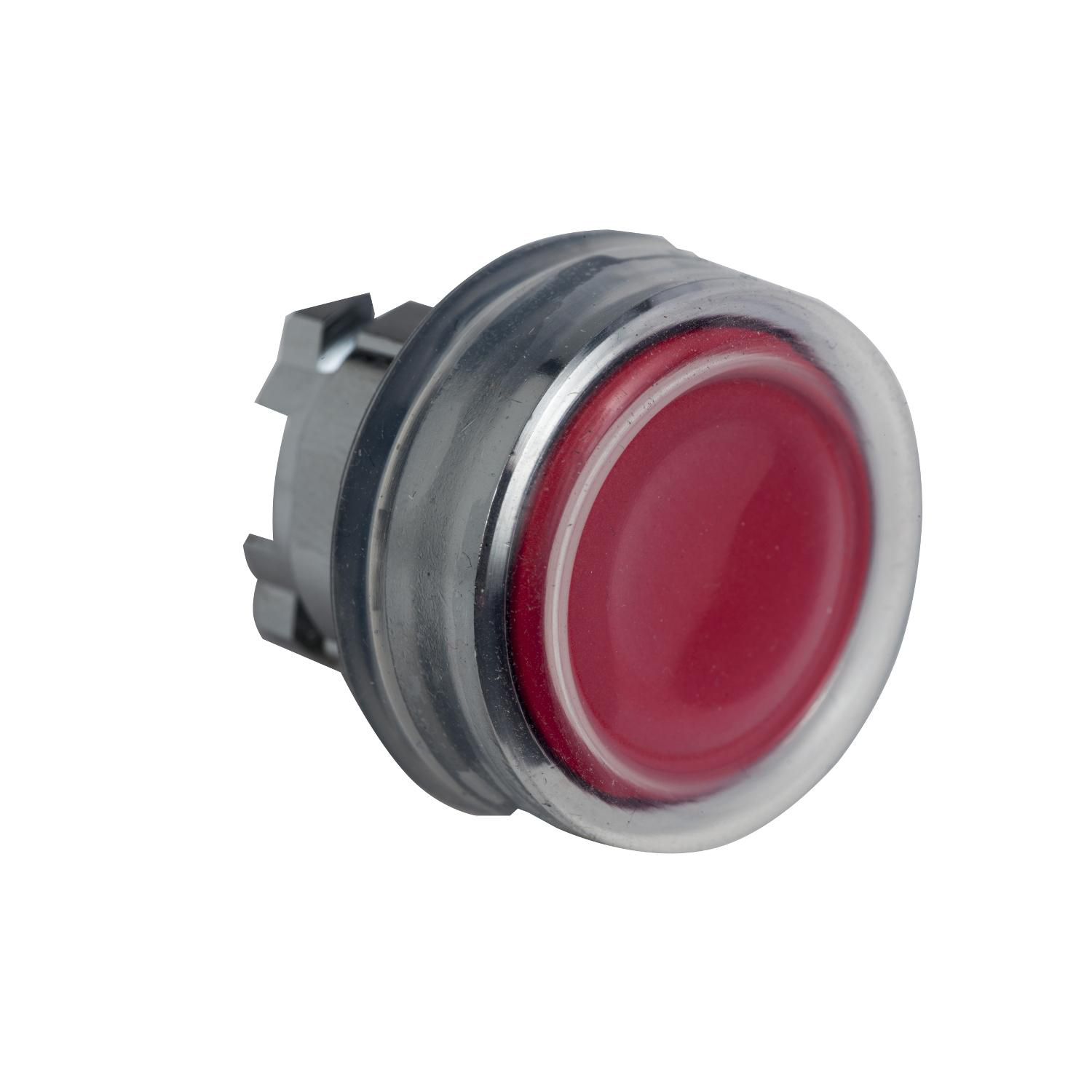 Product image for HEAD FOR NON ILLUMINATED PUSH BUTTON, HARMONY XB4, RED FLUSH, 22MM, SPRING RETURN, CLEAR BOOT, UNMARKED