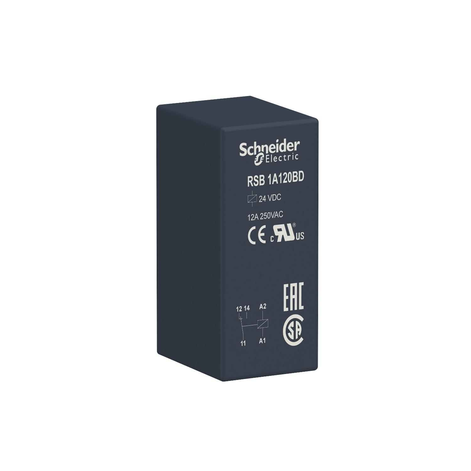 Product image for INTERFACE PLUG-IN RELAY, HARMONY ELECTROMECHANICAL RELAYS, 12A, 1CO, 24V DC