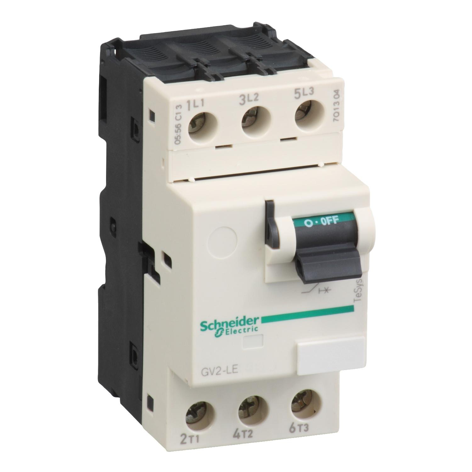 Product image for TESYS GV2 MANUAL STARTER AND PROTECTOR, MAGNETIC CIRCUIT PROTECTOR, TOGGLE SWITCH, 6.3 A, SCREW CLAMP TERMINALS