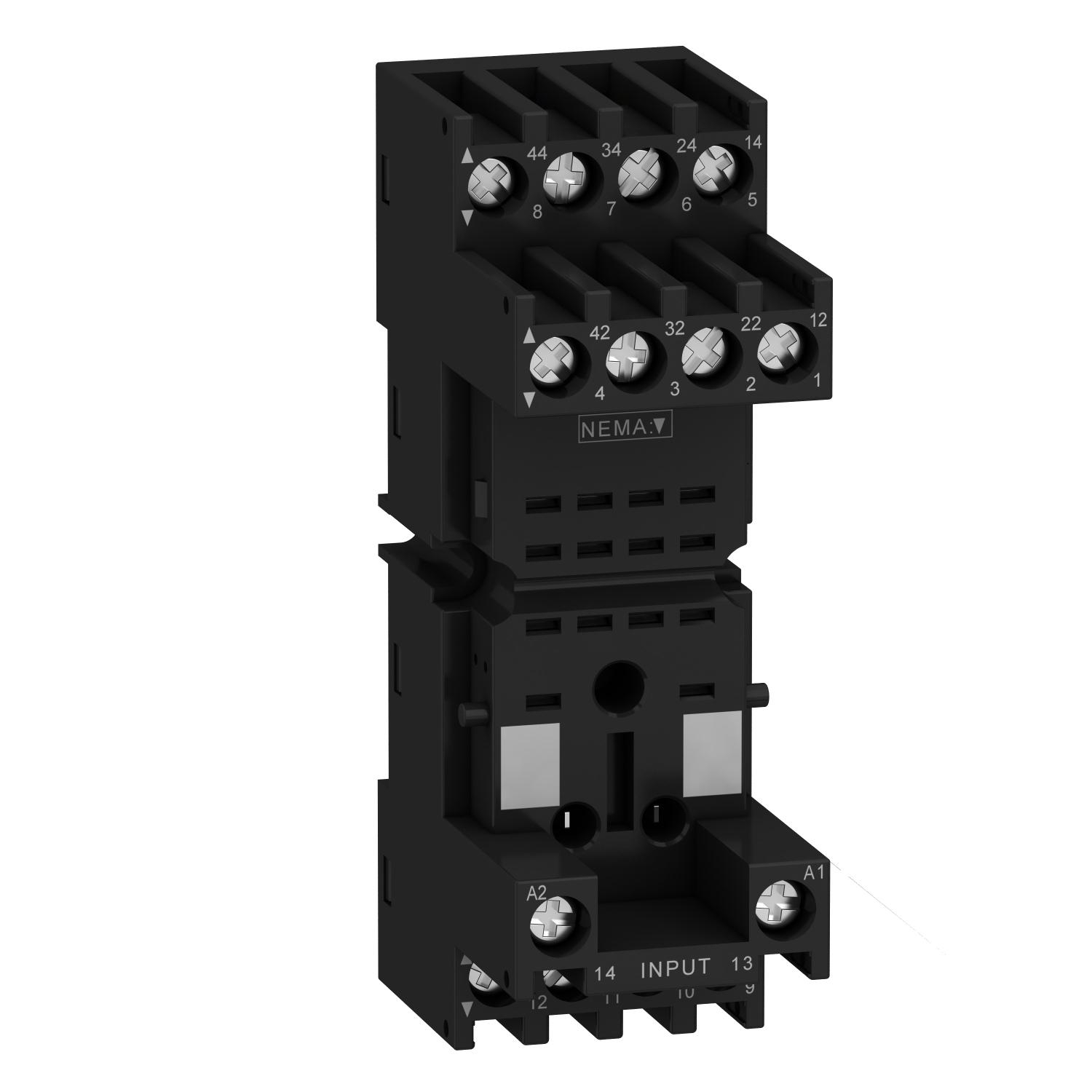 Product image for SOCKET, HARMONY ELECTROMECHANICAL RELAYS, FOR RXM2 RXM4 RELAYS, SCREW CONNEC TO RS, MIXED CONTACT