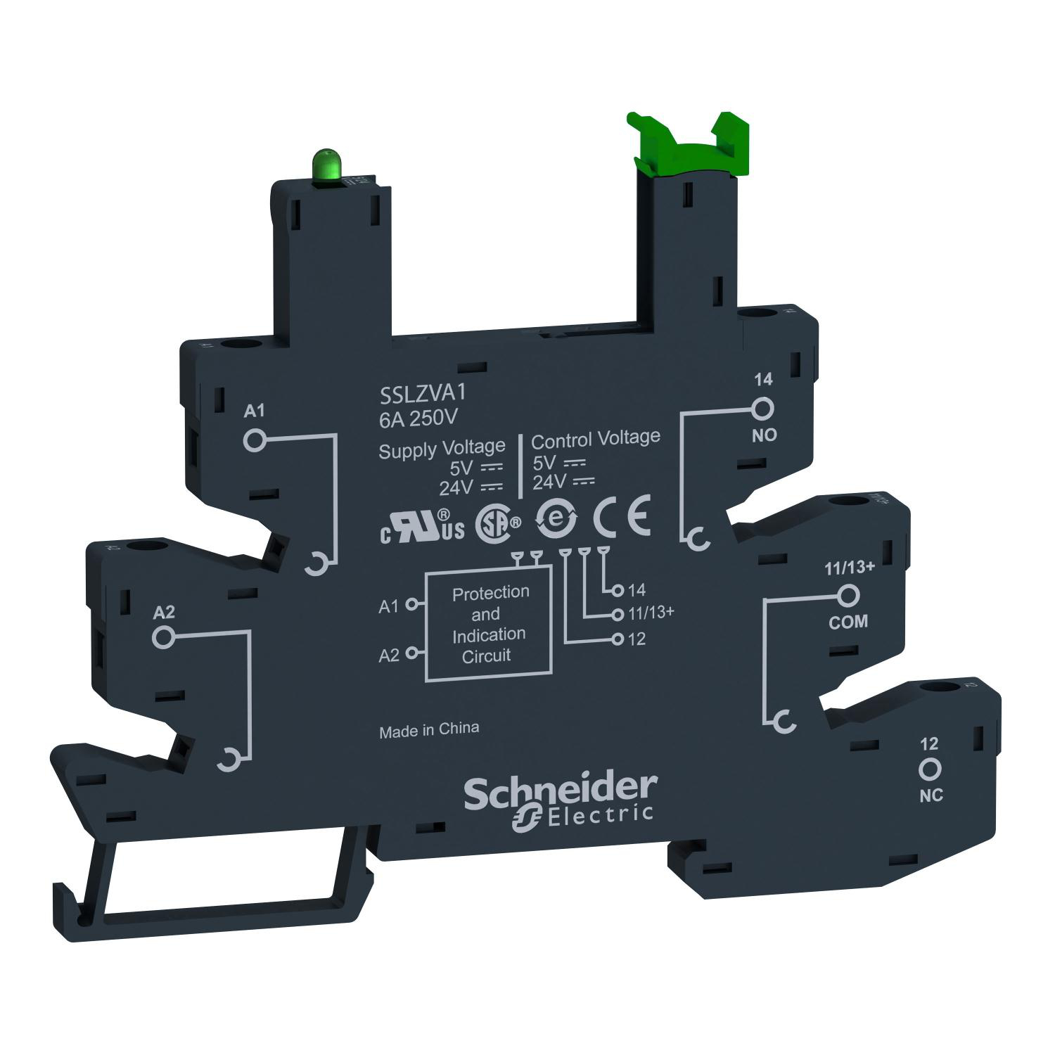 Product image for SOCKET EQUIPPED WITH LED AND PROTECTION CIRCUIT, HARMONY SOLID STATE RELAYS, FOR SSL RELAYS, SCREW CONNEC TO RS, 5 TO 24V DC