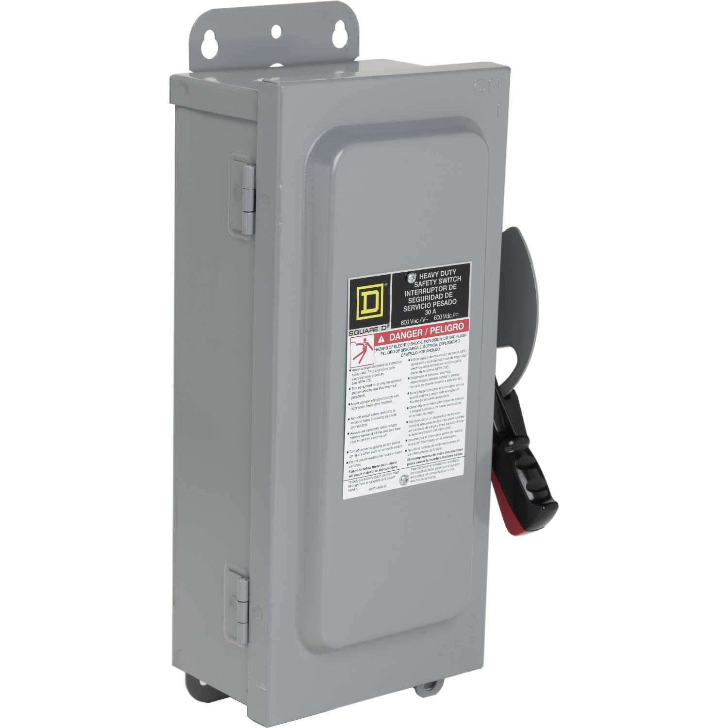 Product image for SAFETY SWITCH, HEAVY DUTY, FUSIBLE, 30A, 600VAC/VDC, 3 POLES, 20HP, NEMA 12