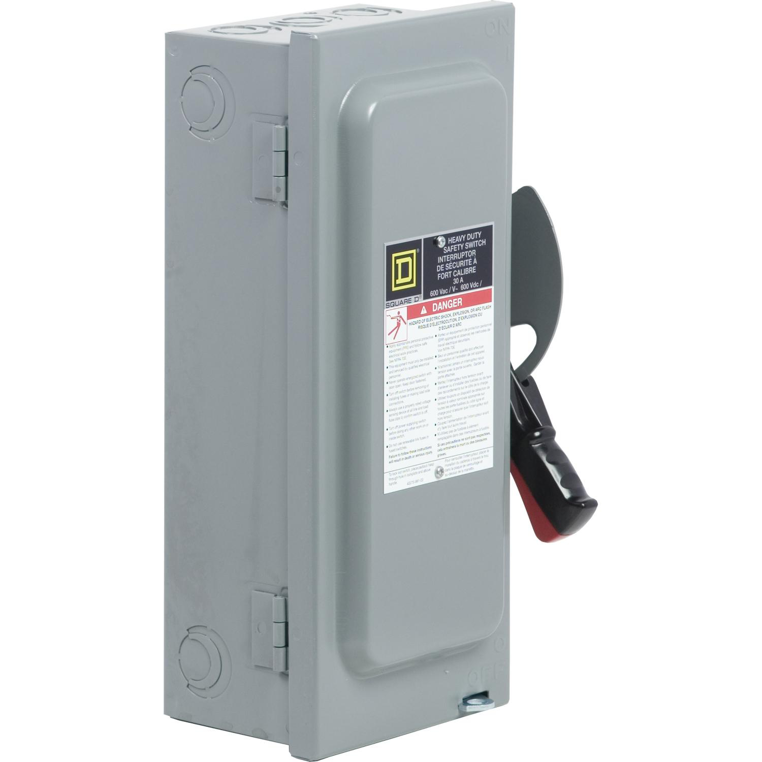 Product image for SAFETY SWITCH, HEAVY DUTY, FUSIBLE, 30A, 600VAC/VDC, 3 POLES, 20HP, NEMA 1