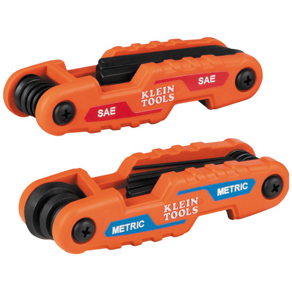 Product image for KLEIN 70542 COMPACT FOLDING HEX KEY SET SAE & METRIC 17 KEY SIZES