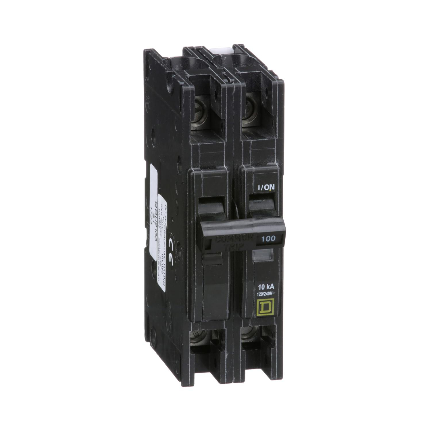 Product image for MINI CIRCUIT BREAKER, QOU, 100A, 2 POLE, 120/240 VAC, 10KA