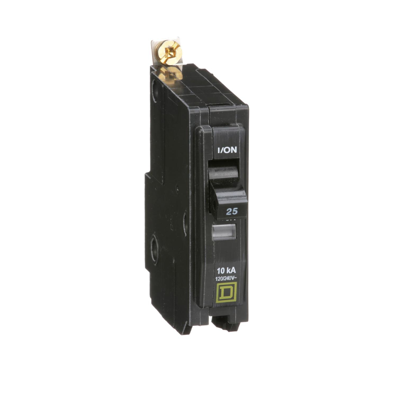Product image for MINI CIRCUIT BREAKER, QO, 25A, 1 POLE, 120/240VAC, 10KA, BOLT ON