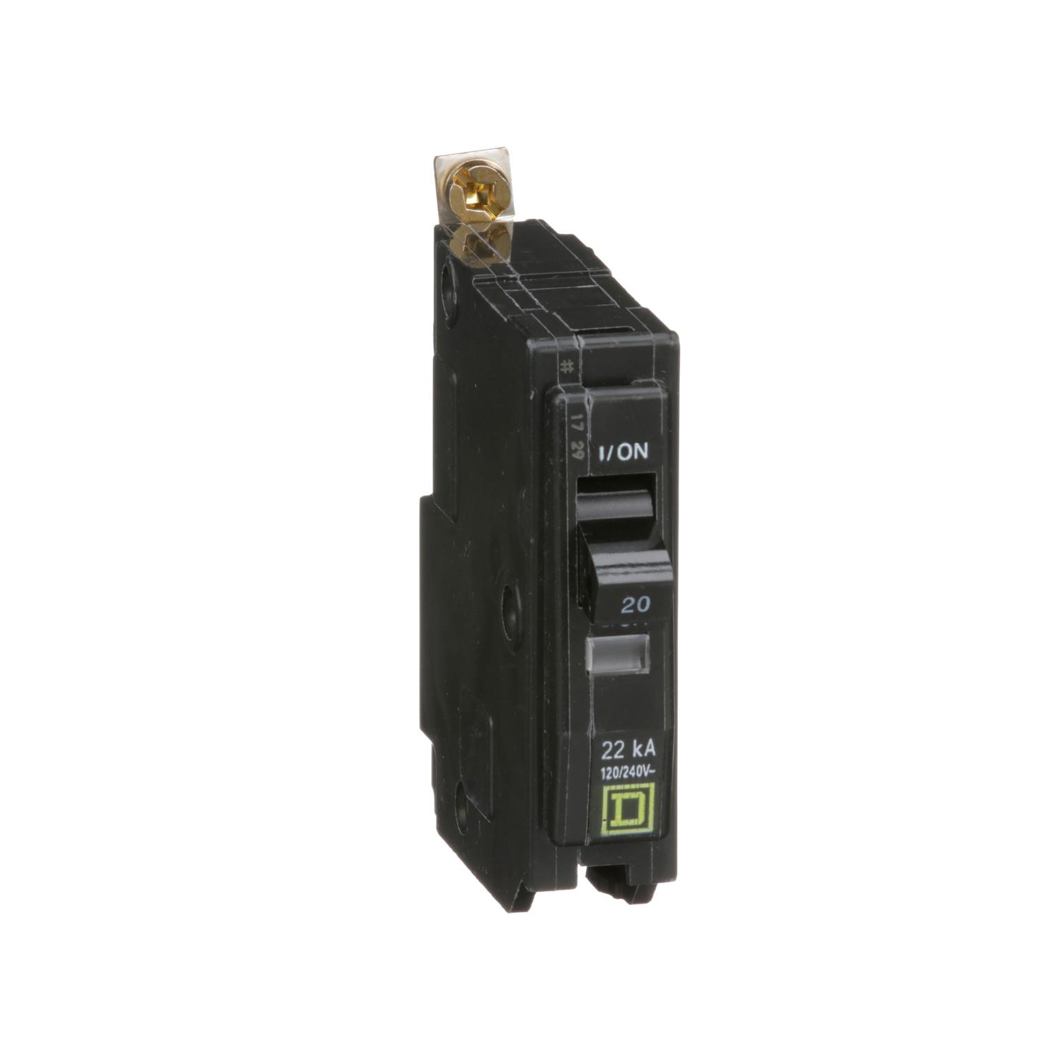 Product image for MINI CIRCUIT BREAKER, QO, 20A, 1 POLE, 120/240VAC, 22KA, BOLT ON