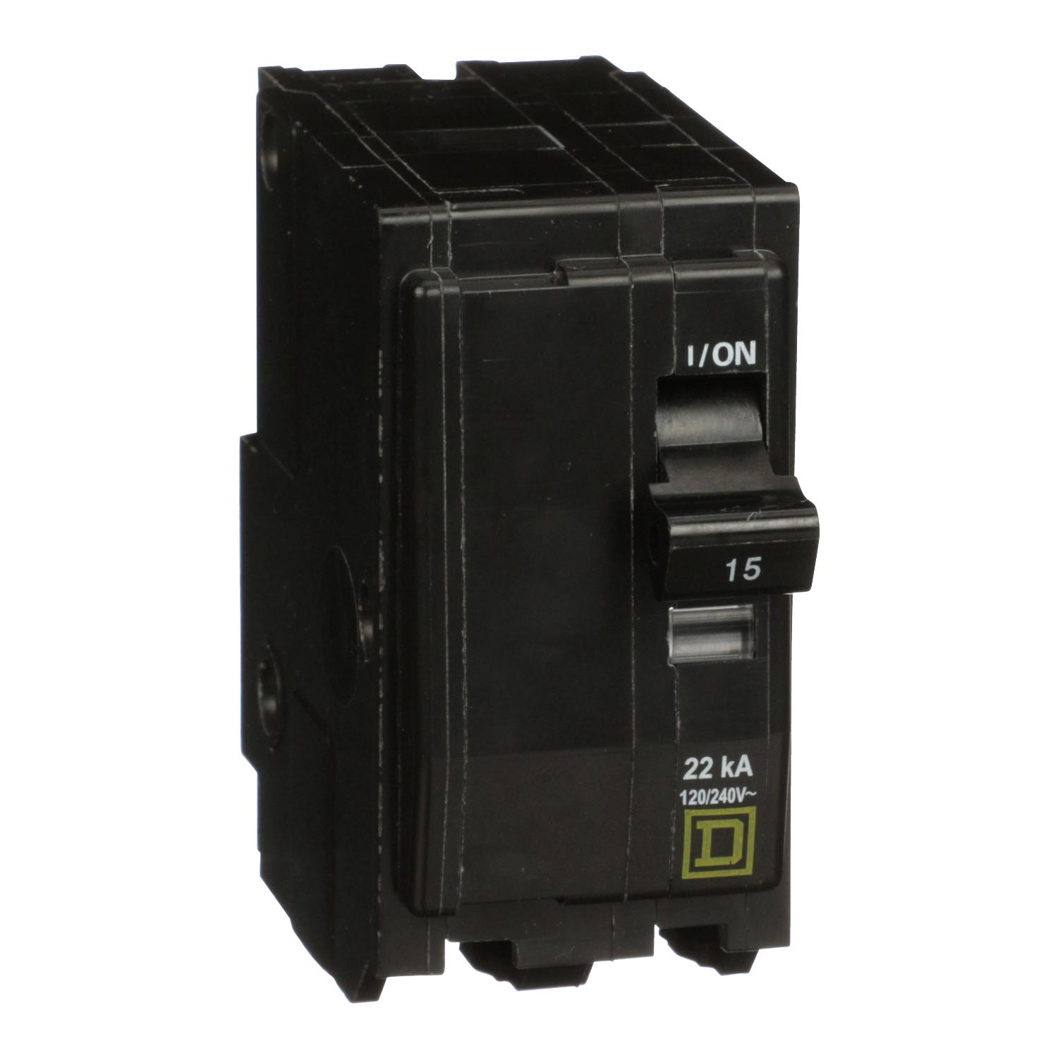 Product image for MINI CIRCUIT BREAKER, QO, 15A, 2 POLE, 120/240VAC, 22KA, PLUG IN
