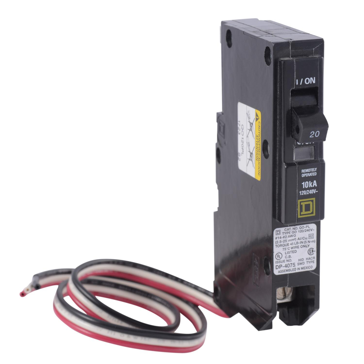 Product image for MINI CIRCUIT BREAKER, QO, 20A, 1 POLE, 120/240VAC, 10KA, PLUG IN, POWERLINK