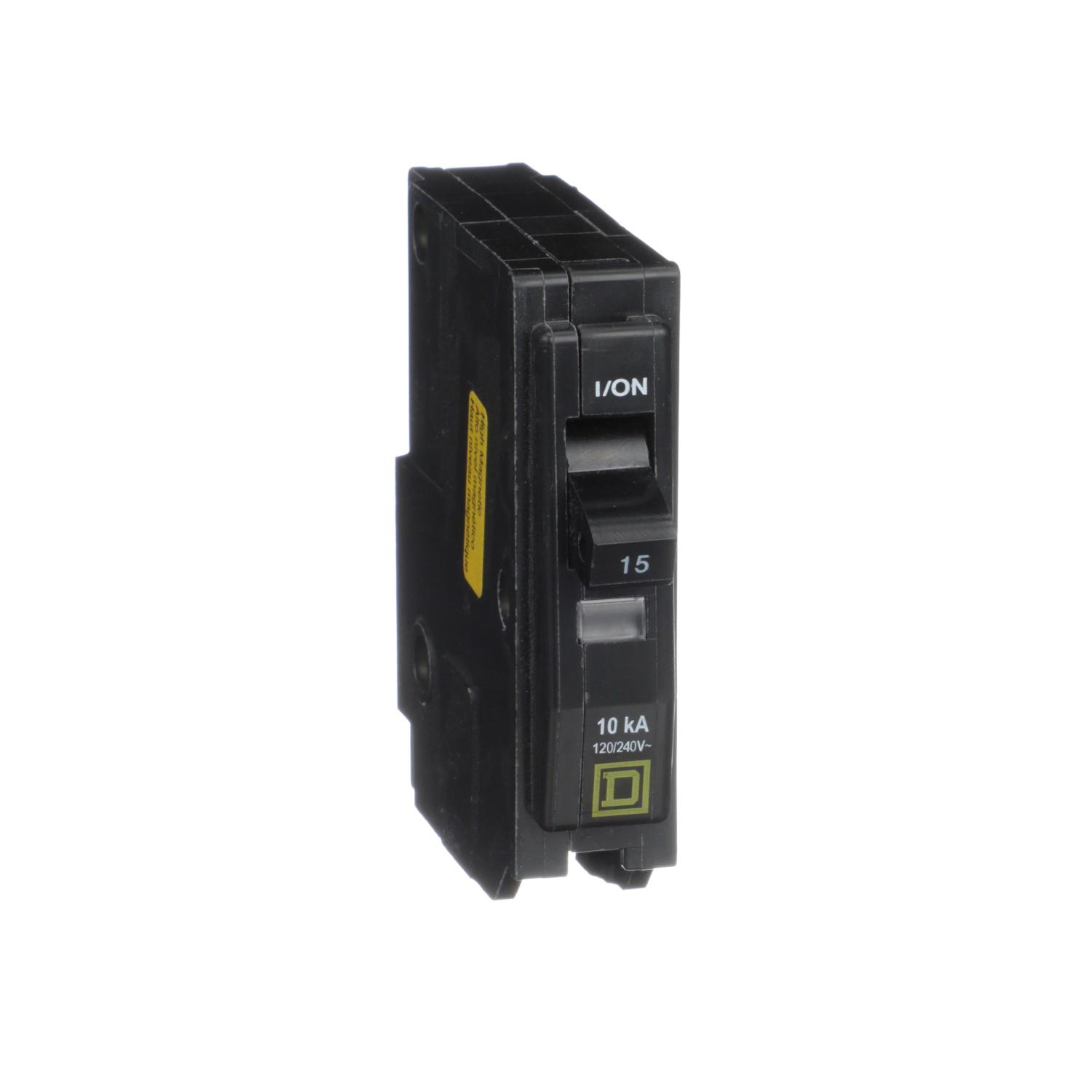 Product image for MINI CIRCUIT BREAKER, QO, 15A, 1 POLE, 120VAC, 10KA, PLUG IN, HIGH MAGNETIC