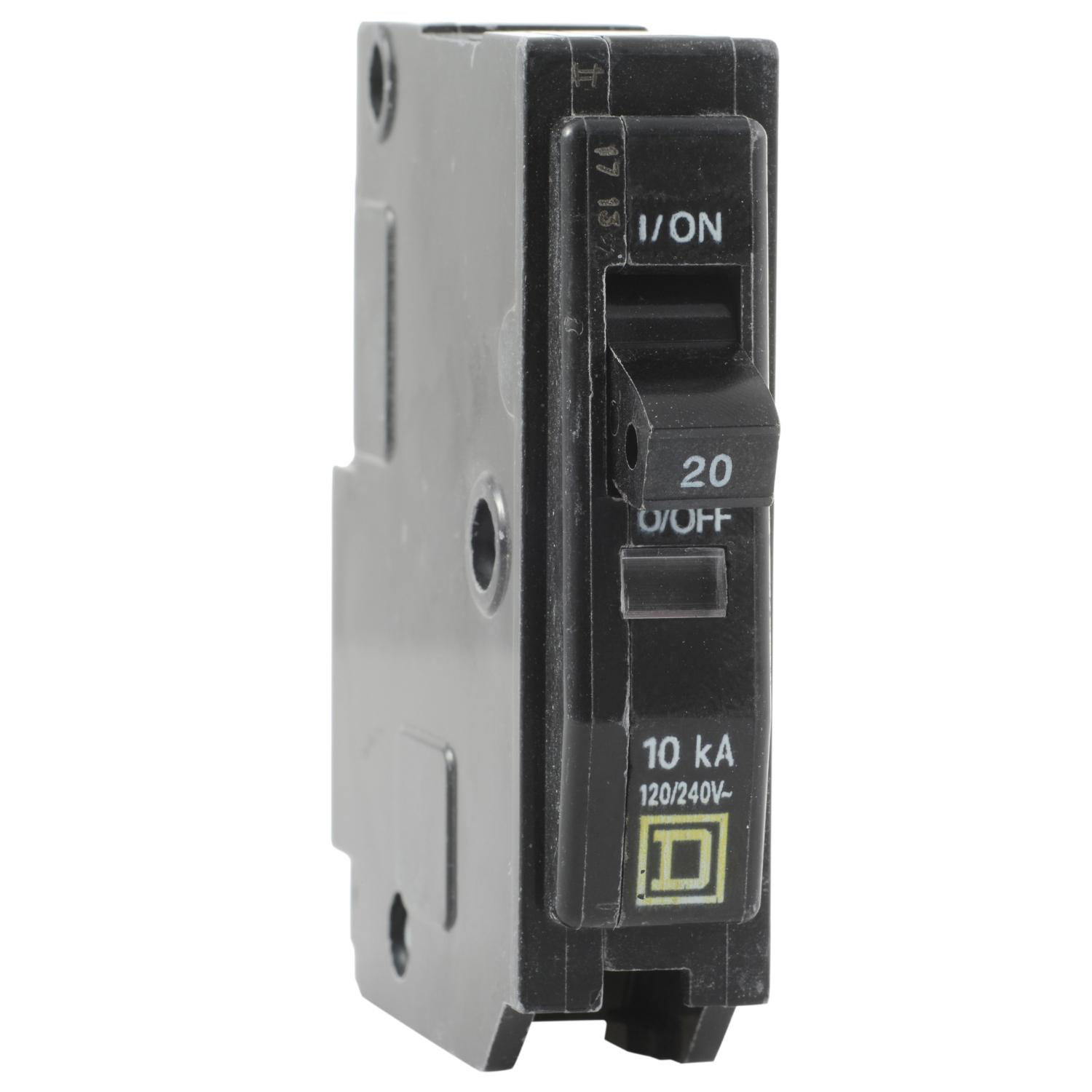 Product image for MINI CIRCUIT BREAKER, QO, 20A, 1 POLE, 120/240VAC, 10KA, PLUG IN