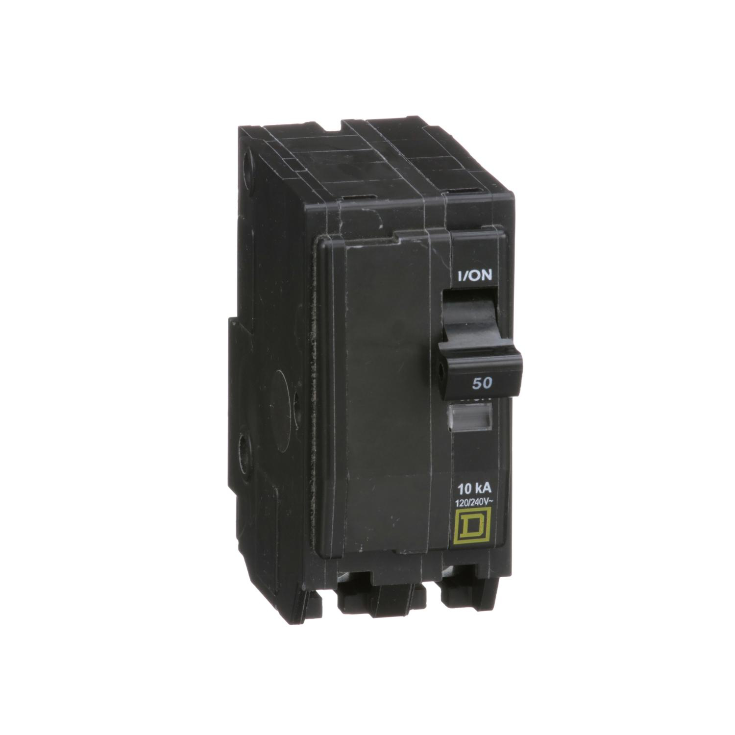 Product image for MINI CIRCUIT BREAKER, QO, 50A, 2 POLE, 120/240VAC, 10KA, PLUG IN, CONSUMER PACK