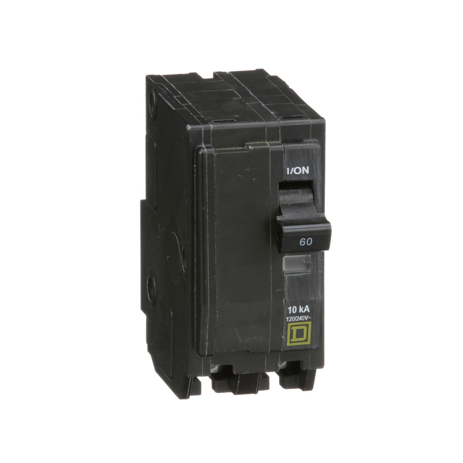 Product image for MINI CIRCUIT BREAKER, QO, 60A, 2 POLE, 120/240VAC, 10KA, PLUG IN