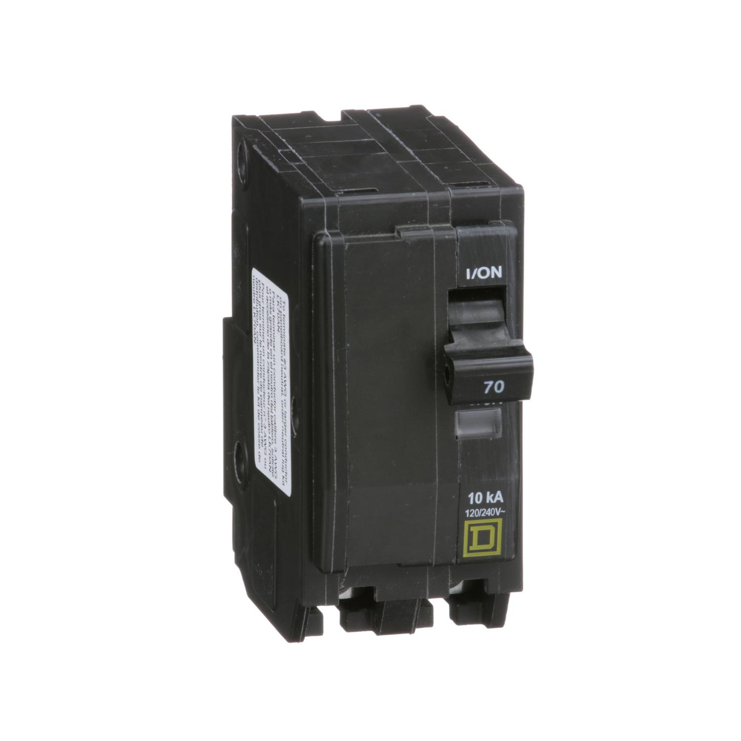 Product image for MINI CIRCUIT BREAKER, QO, 70A, 2 POLE, 120/240VAC, 10KA, PLUG IN