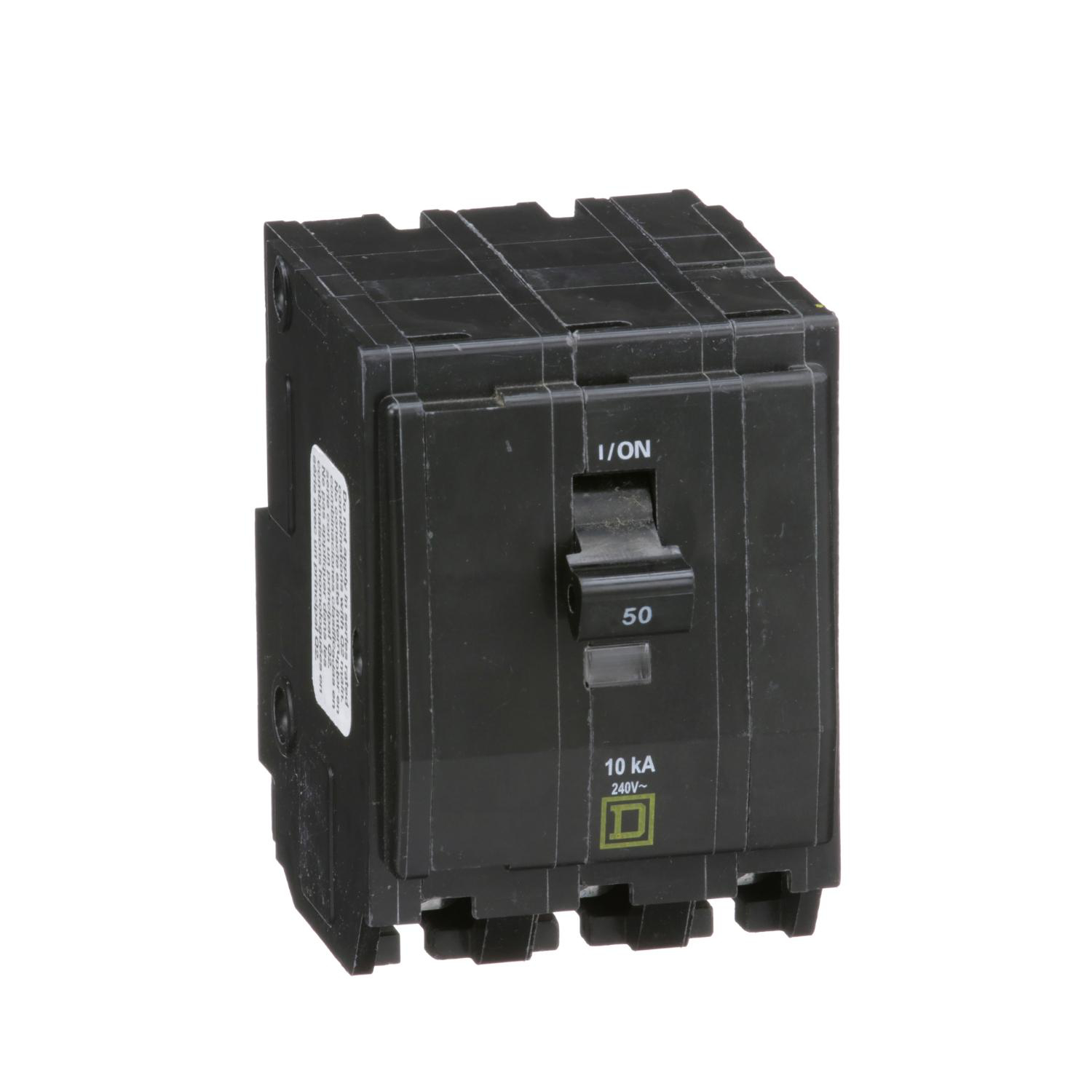 Product image for MINI CIRCUIT BREAKER, QO, 50A, 3 POLE, 240VAC, 10KA, PLUG IN