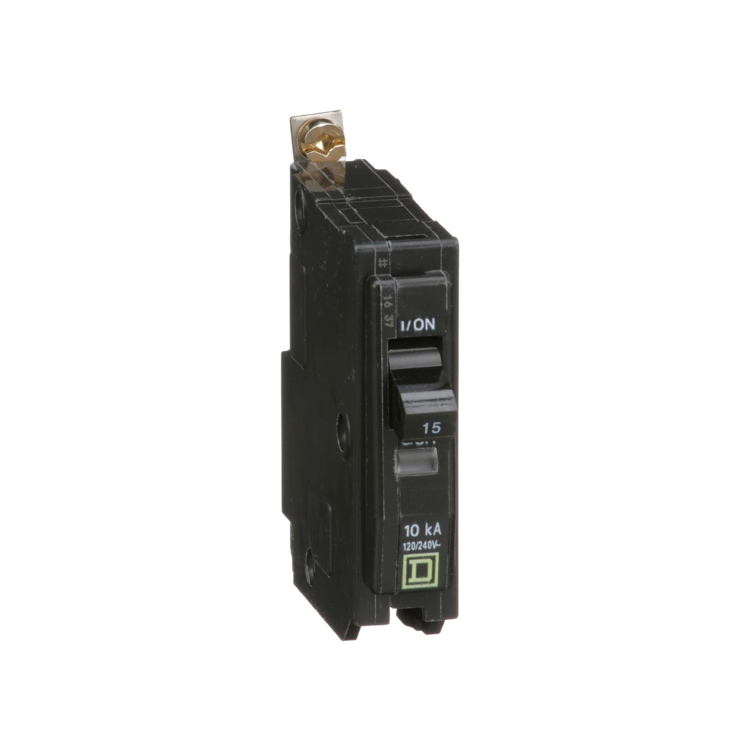 Product image for MINI CIRCUIT BREAKER, QO, 15A, 1 POLE, 120/240VAC, 10KA, BOLT ON