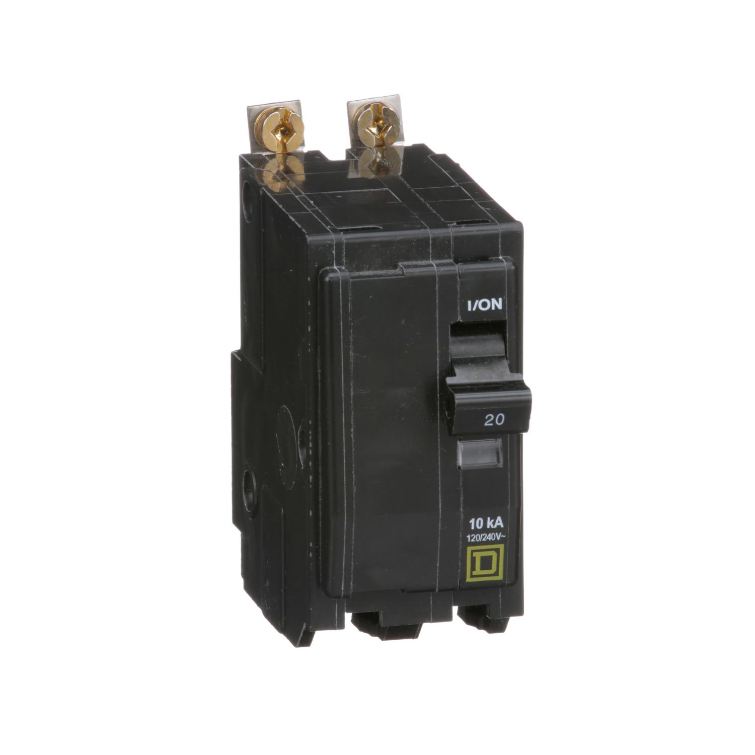Product image for MINI CIRCUIT BREAKER, QO, 20A, 2 POLE, 120/240VAC, 10KA, BOLT ON