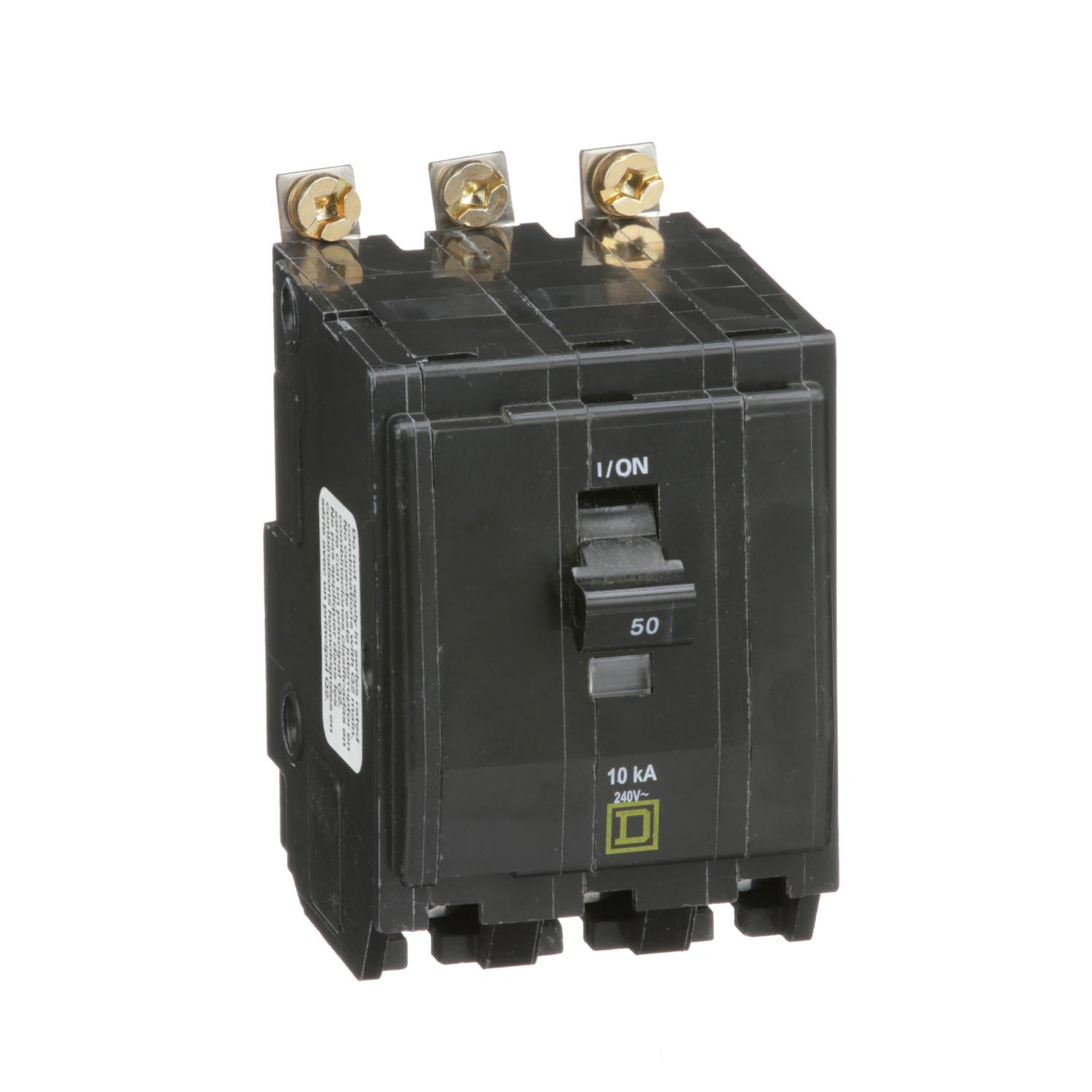 Product image for MINI CIRCUIT BREAKER, QO, 50A, 3 POLE, 120/240VAC, 10KA, BOLT ON