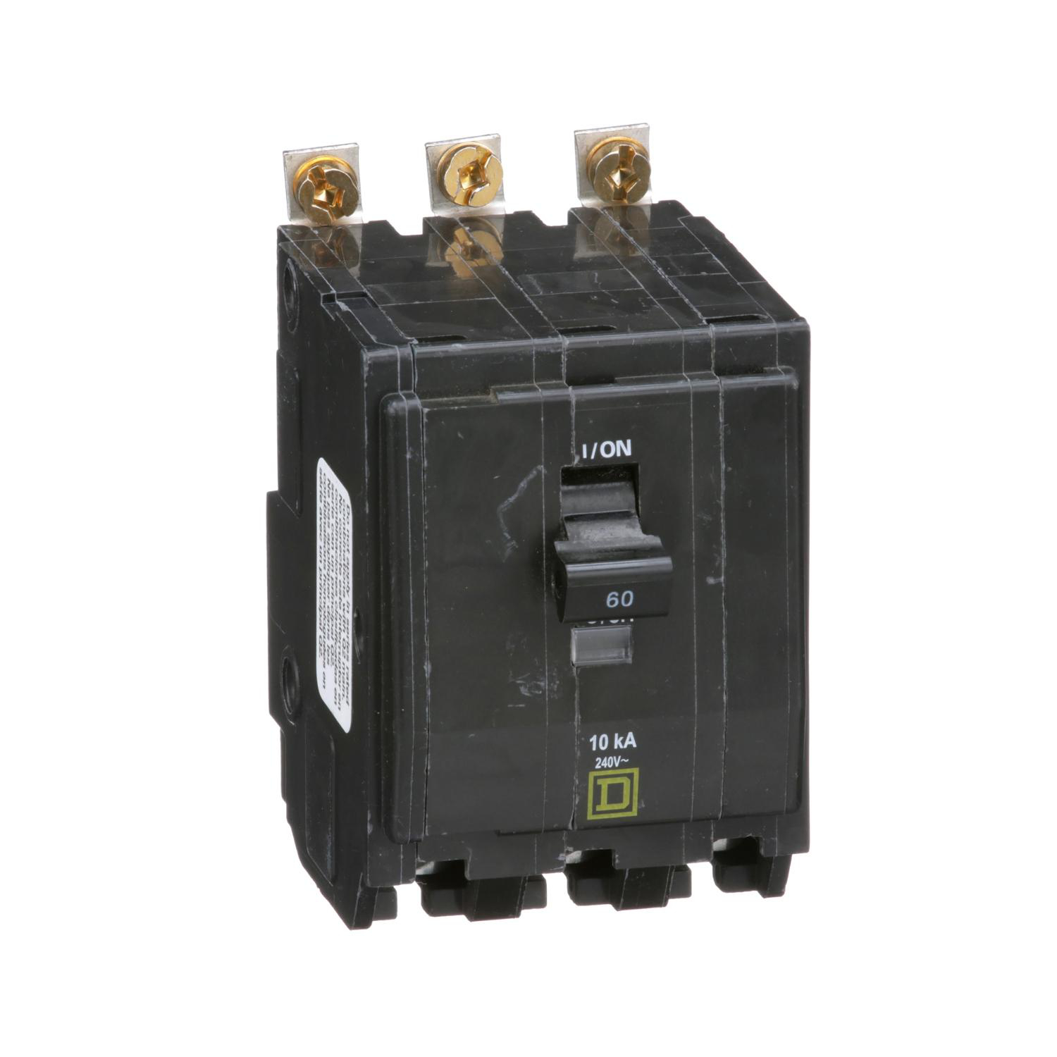 Product image for MINI CIRCUIT BREAKER, QO, 60A, 3 POLE, 240VAC, 10KA, BOLT ON