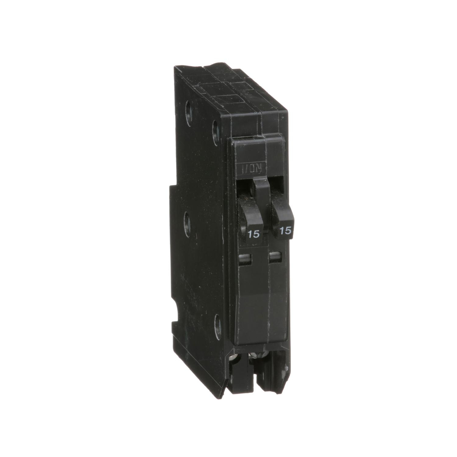 Product image for TANDEM MINI CIRCUIT BREAKER, QO, 2 X 1 POLE AT 15A, 120/240VAC, 10KA, PLUG IN