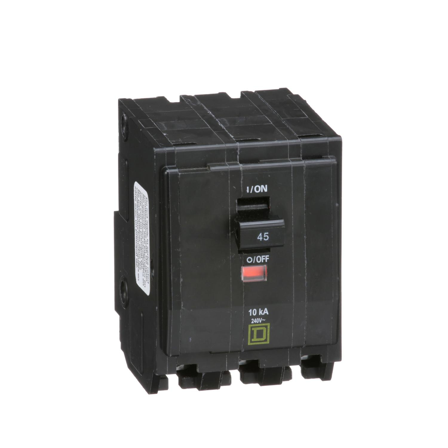 Product image for MINI CIRCUIT BREAKER, QO, 45A, 3 POLE, 240VAC, 10KA, PLUG IN