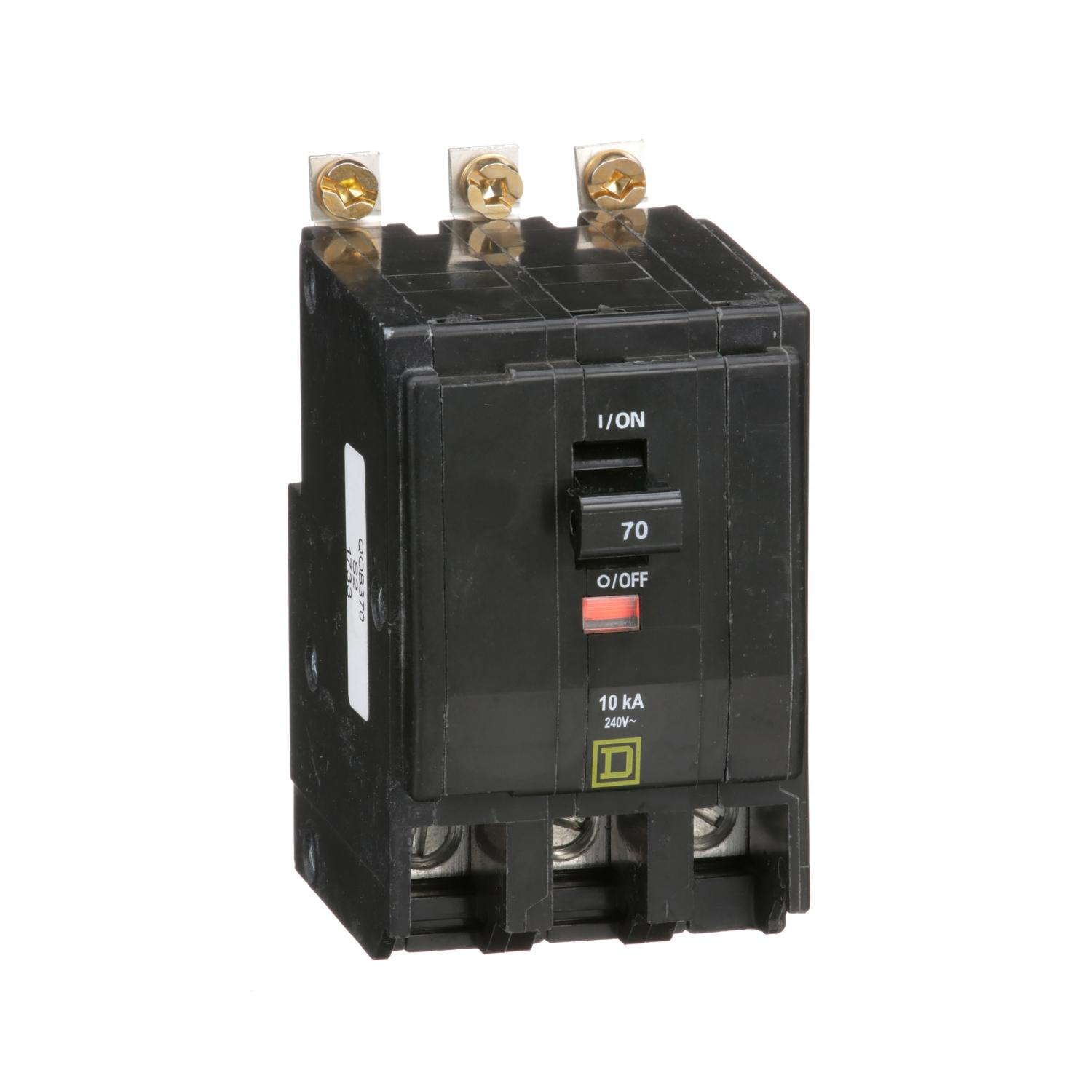Product image for MINI CIRCUIT BREAKER, QO, 70A, 3 POLE, 120/240VAC, 10KA, BOLT ON