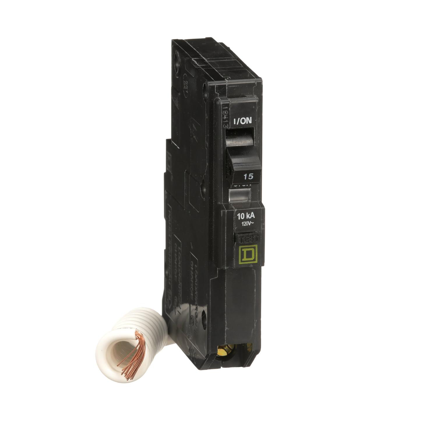 Product image for MINI CIRCUIT BREAKER, QO, 15A, 1 POLE, 120VAC, 10KA, PLUG IN, 30MA GRD FAULT B [TAA]