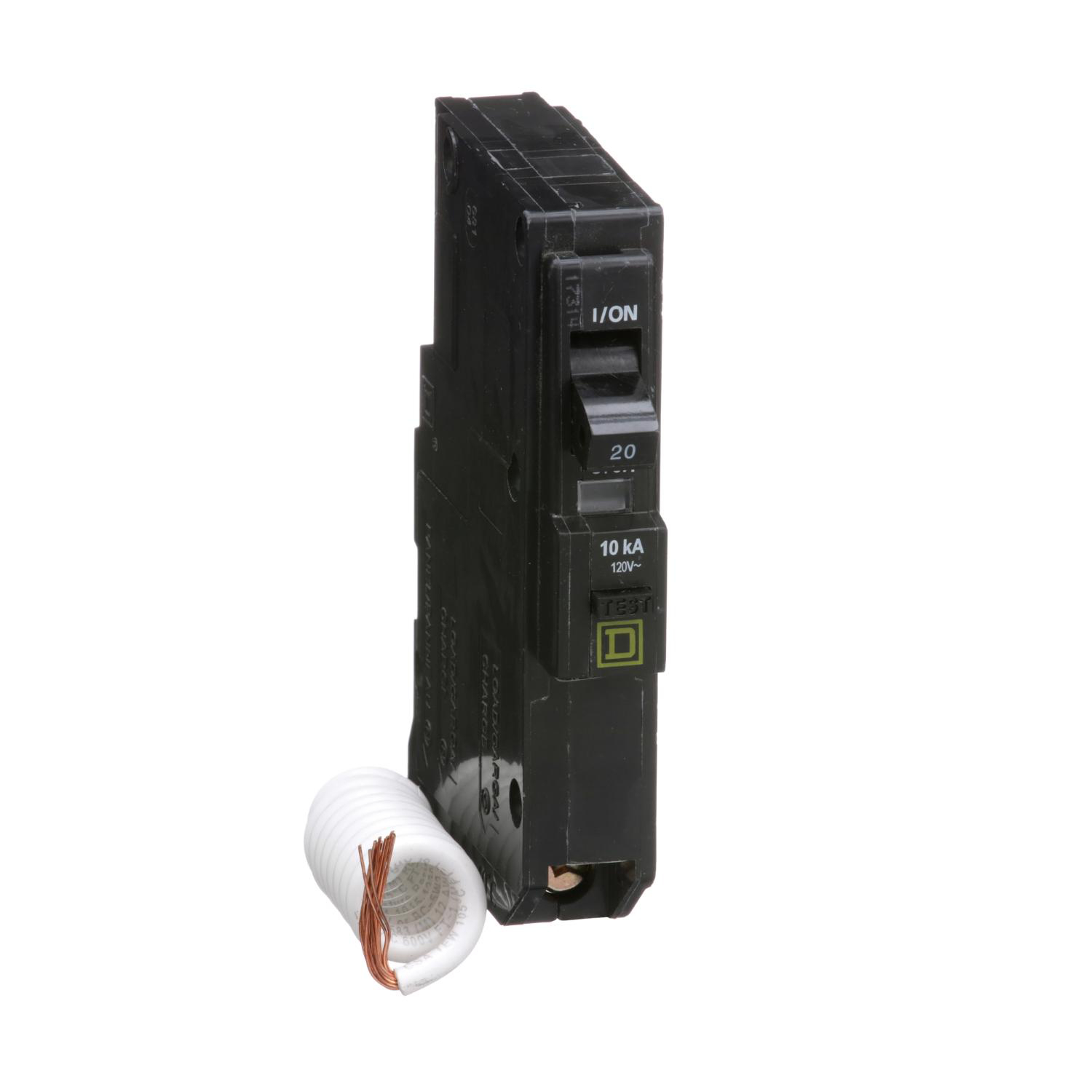 Product image for MINI CIRCUIT BREAKER, QO, 20A, 1 POLE, 120VAC, 10KA, PLUG IN, 30MA GRD FAULT B [TAA]