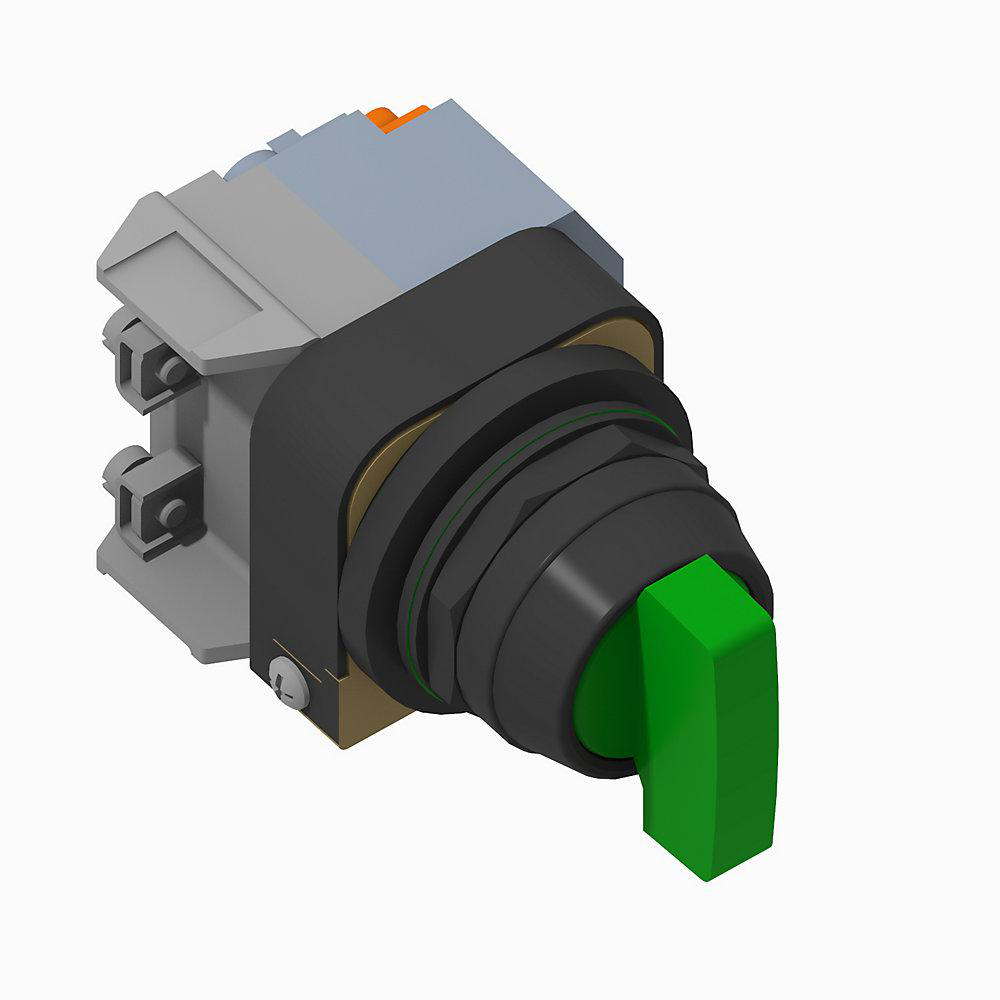 Product image for Switch selector 2-position INC maintained knob green 1NO
