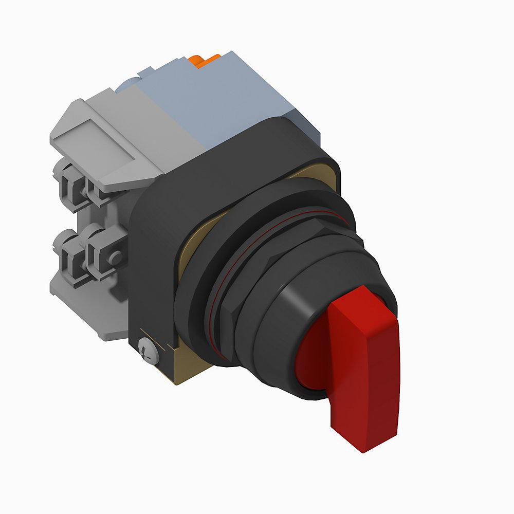 Product image for Switch selector 3-position INC spring return from both knob red 1NO-1NC