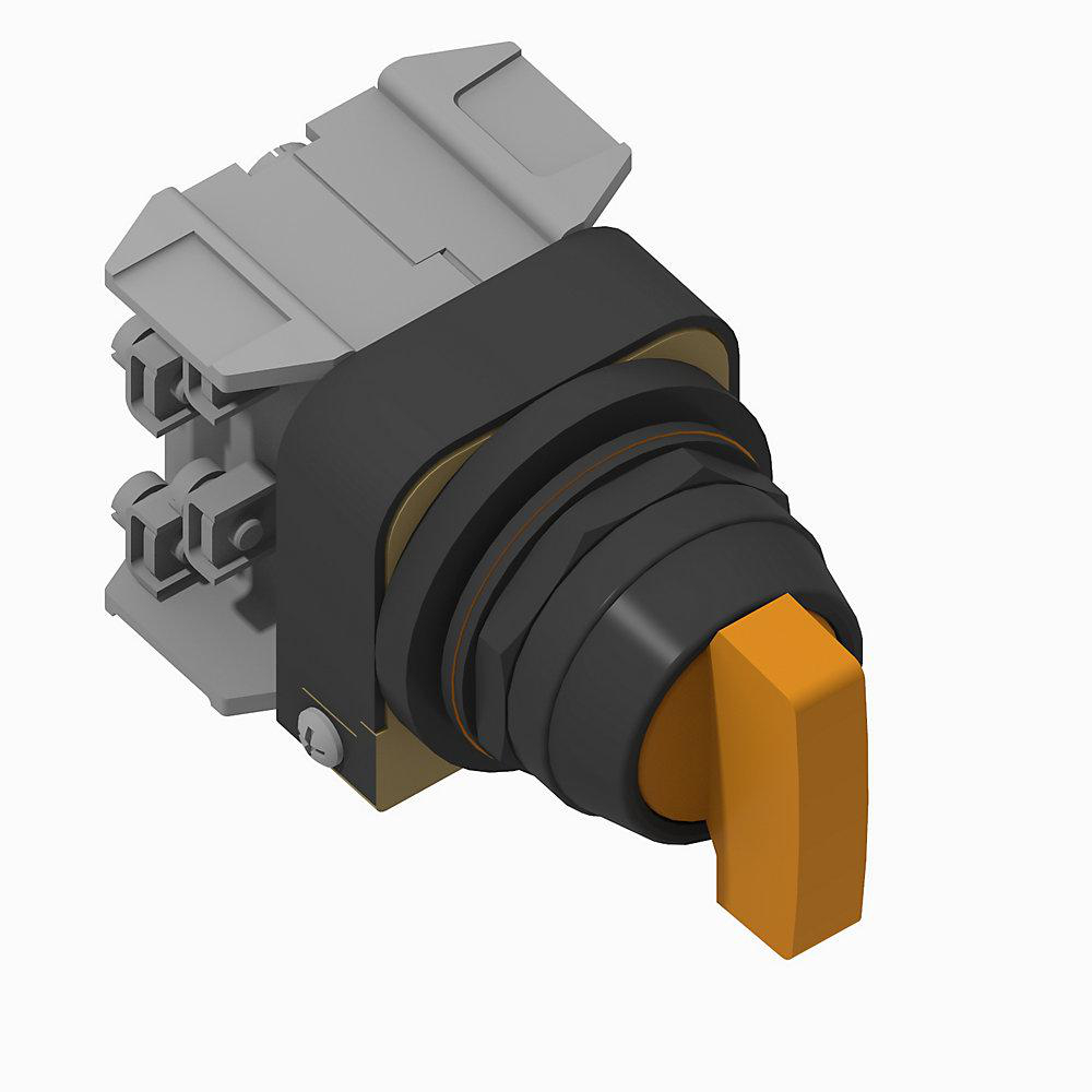 Product image for Switch selector 2-position INC 24V maintained knob amber 1NO-1NC