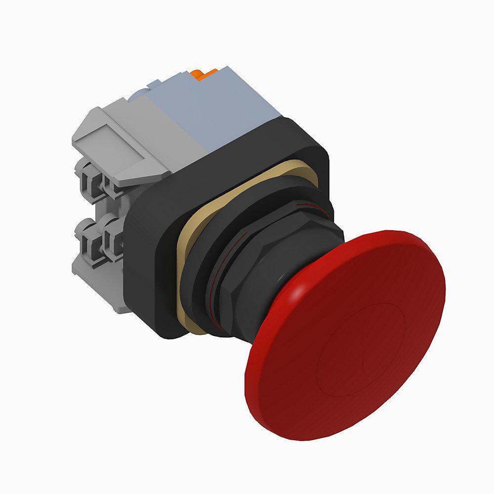Product image for Pushbutton push-pull 1NO-1NC 120VAC jumbo mushroom head incandescent red