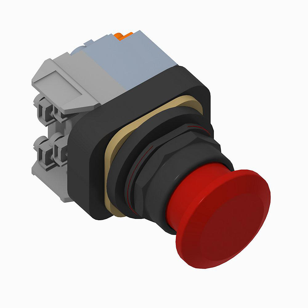 Product image for Pushbutton push-pull 1NO-1NC mushroom head momentary out & maintained center/in incandescent 120V red