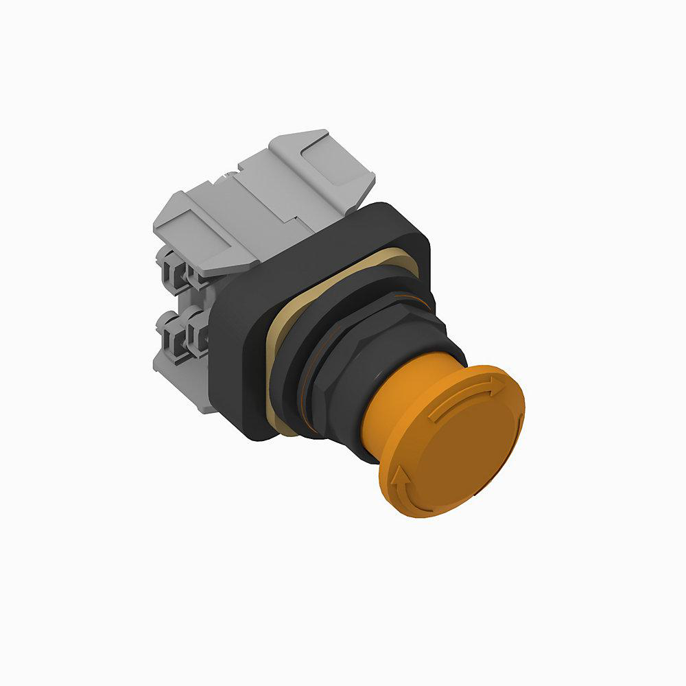 Product image for Pushbutton push-pull/twist 1NO-1NC mushroom head incandescent 120VAC/DC amber